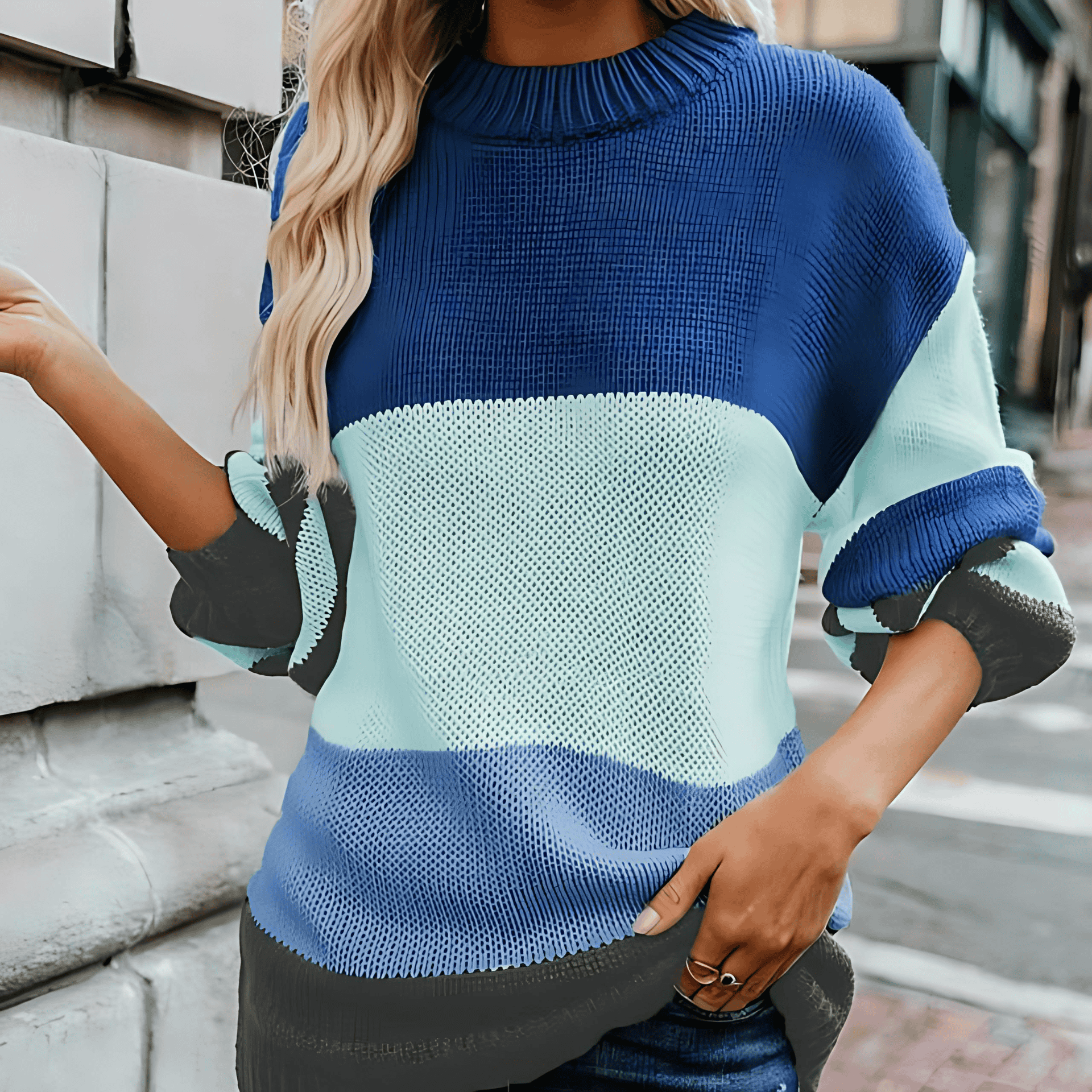 Studio Harvyn | Women - Striped Knit Jumper - Double Stitch Style