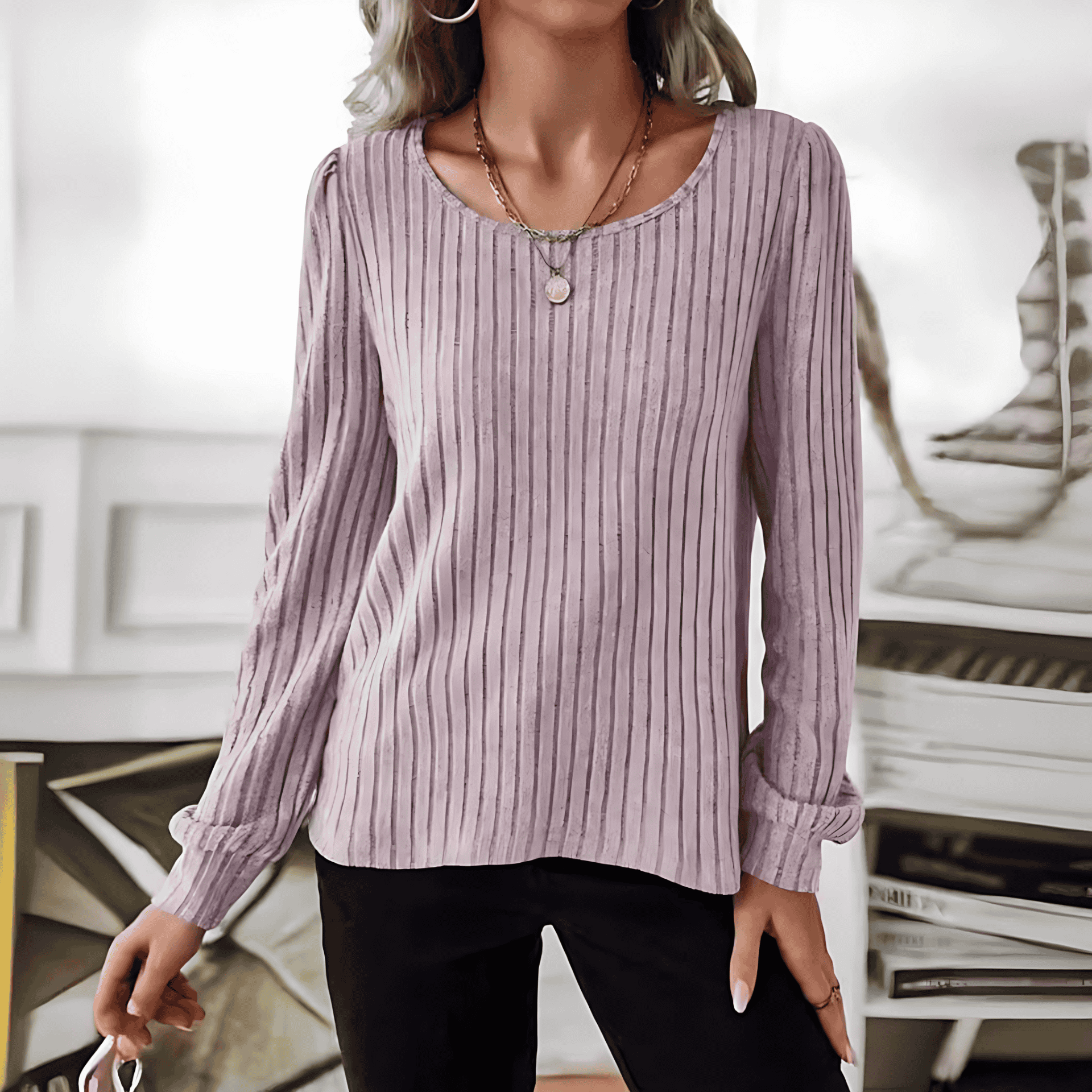 Studio Harvyn | Women - Striped Sweater - Puff Sleeve Design