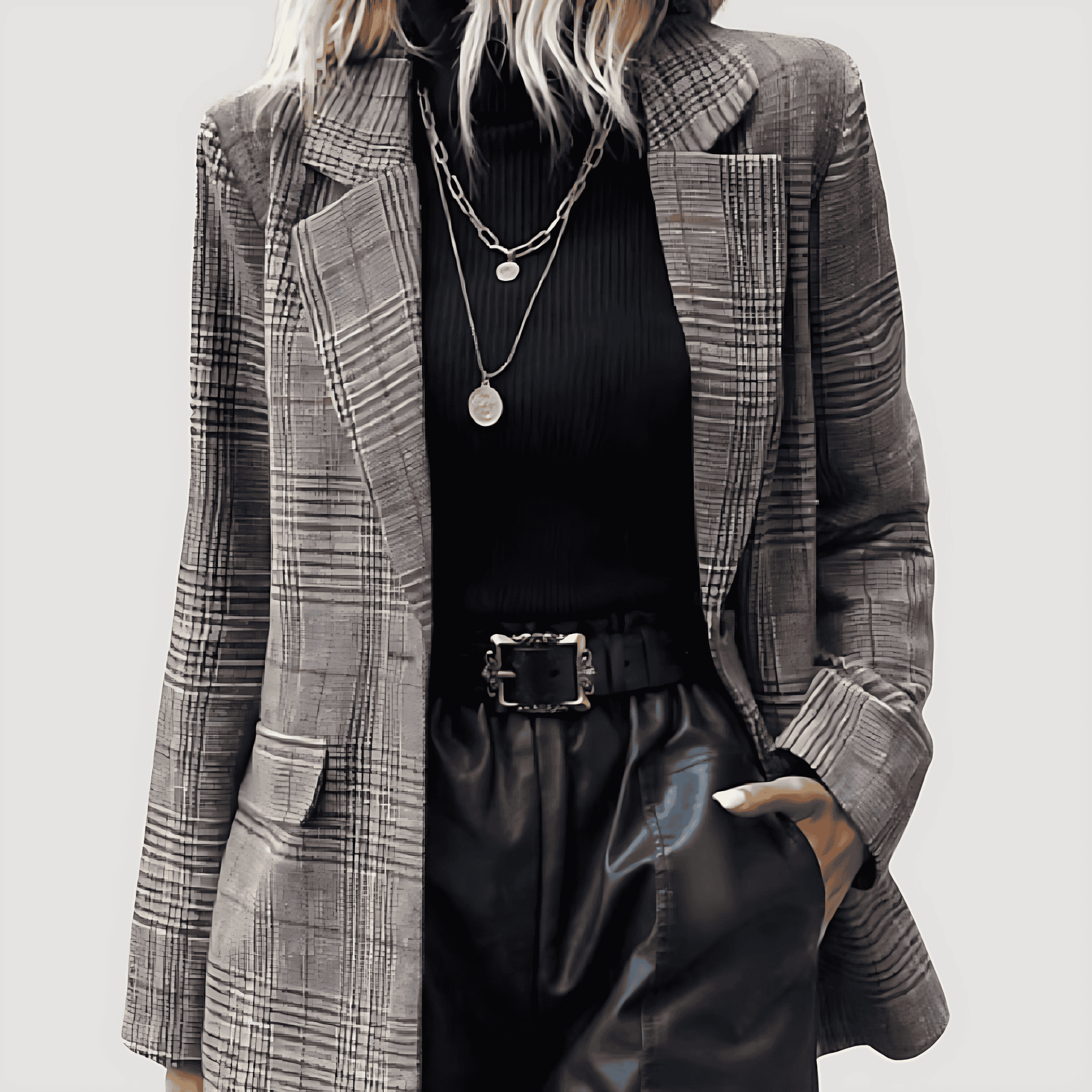 Studio Harvyn | Women - Tailored Check Winter Blazer - Wool Blend