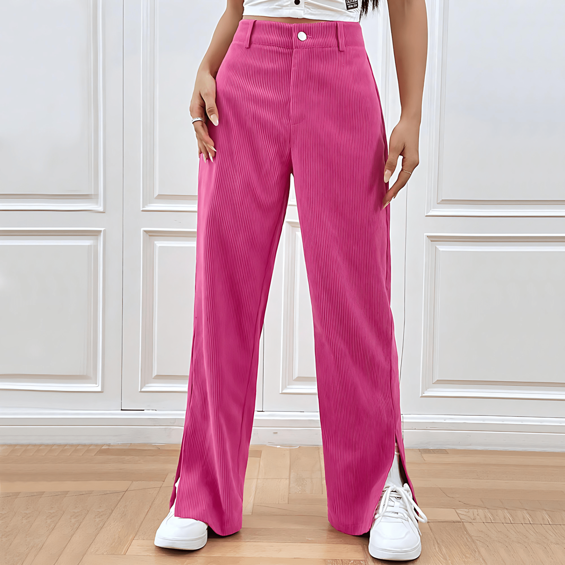 Studio Harvyn | Women - Trendy Wide Leg Corduroy Trousers