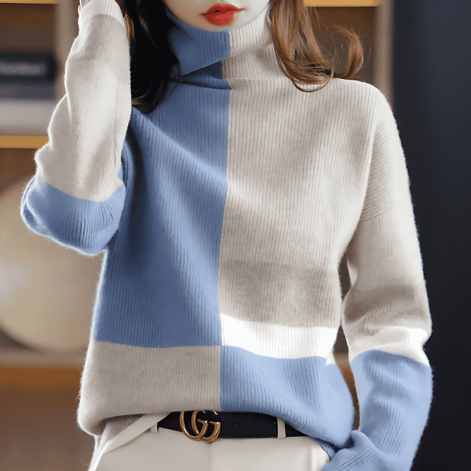 Studio Harvyn | Women - Turtleneck Jumper - Colour Block Style