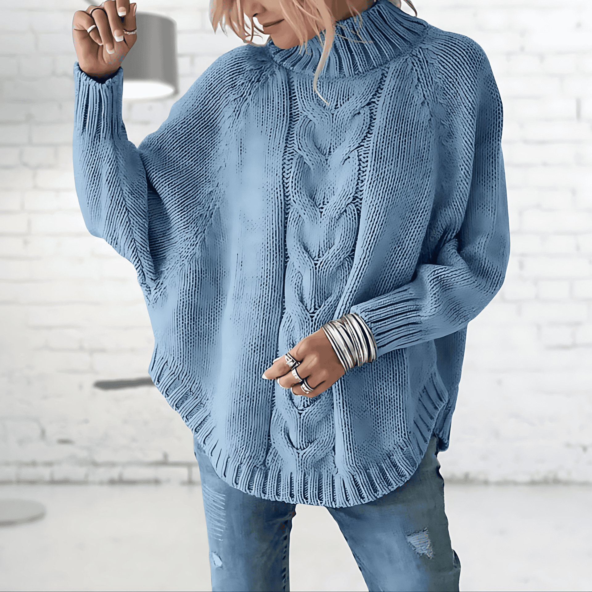 Studio Harvyn | Women - Turtleneck Knitted Jumper - Loose Fit Style