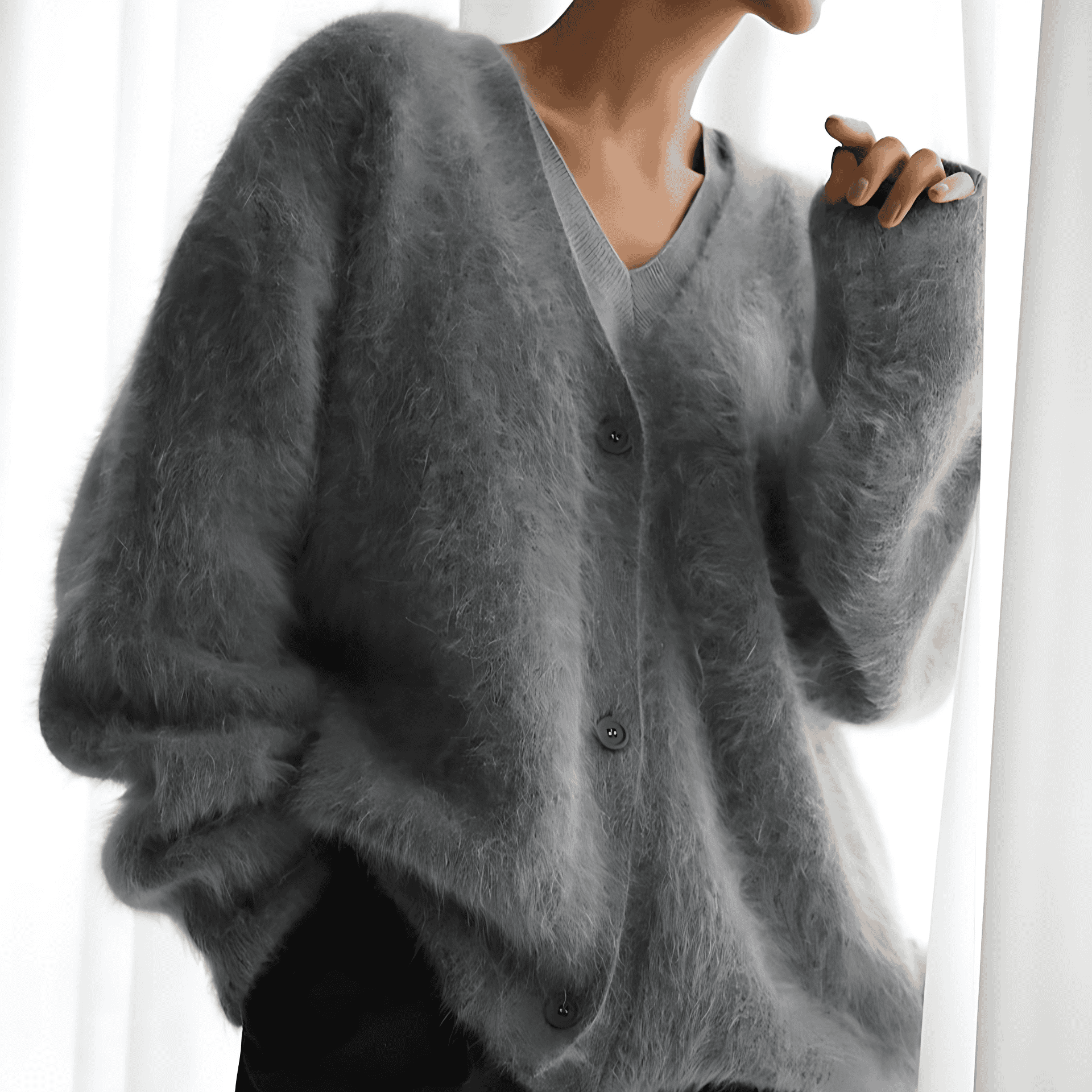 Studio Harvyn | Women - V-Neck Knitted Cardigan - Relaxed Fit