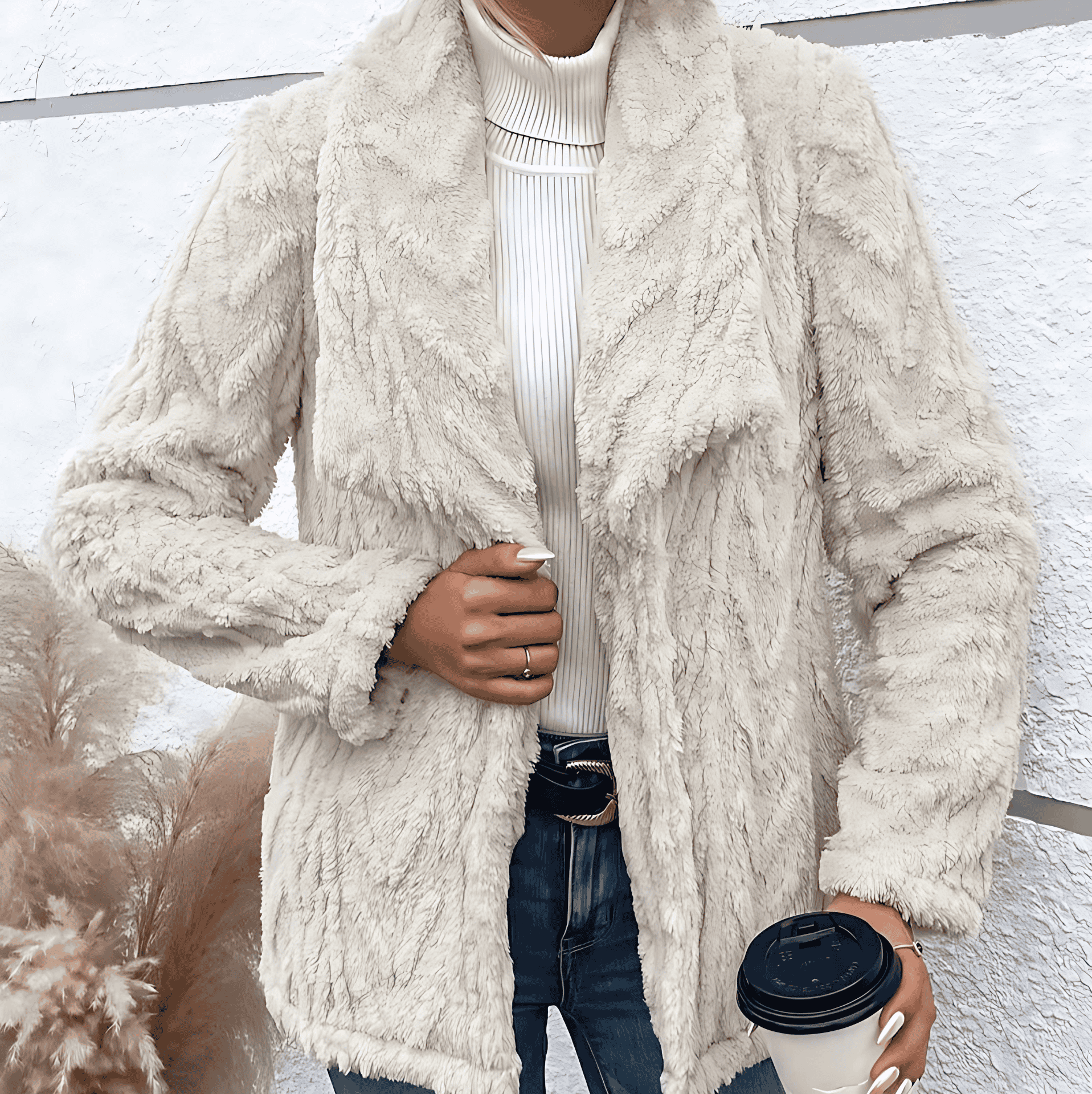 Studio Harvyn | Women - White Fleece Jacket - Comfortable Fabric