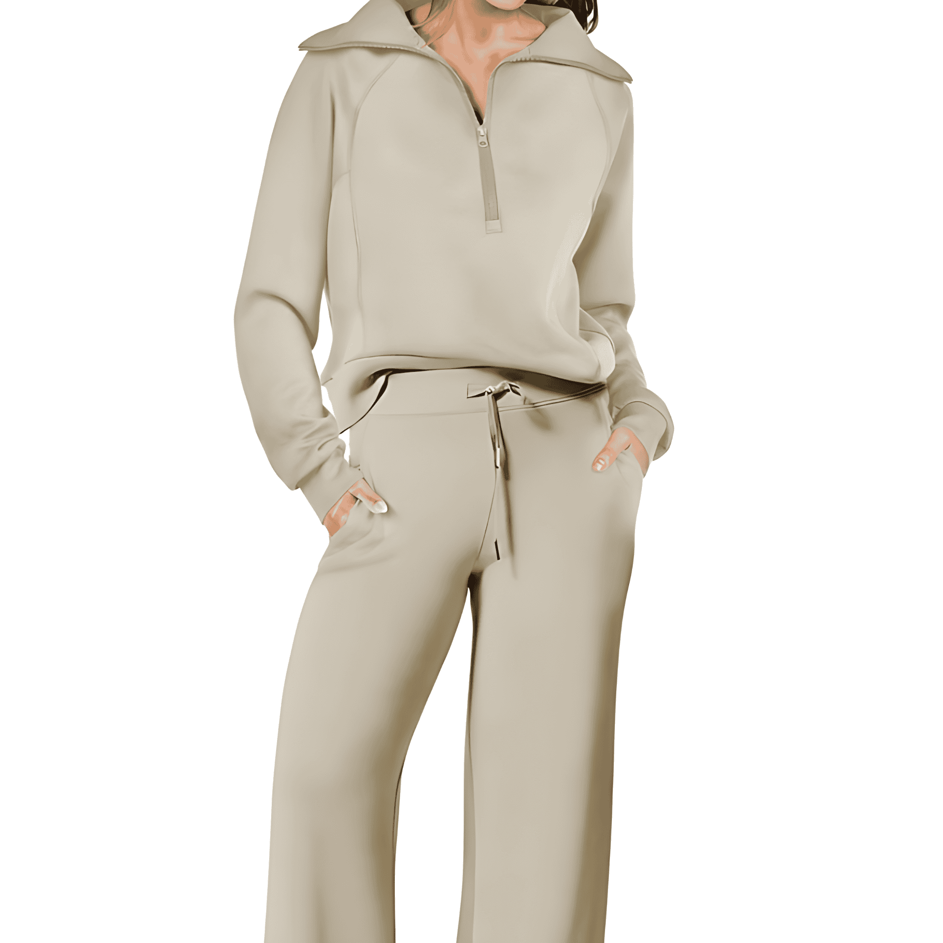 Studio Harvyn | Women - Wide-Leg Zip Tracksuit Set with Drawstring