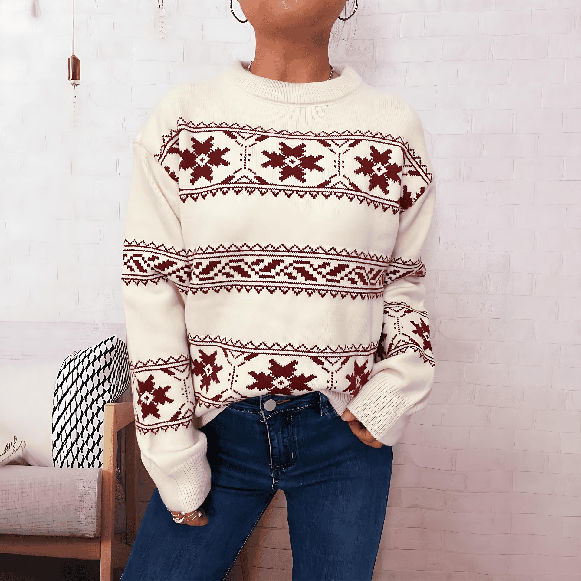 Studio Harvyn | Women - Winter Jumper - Soft Knit with Snow Pattern