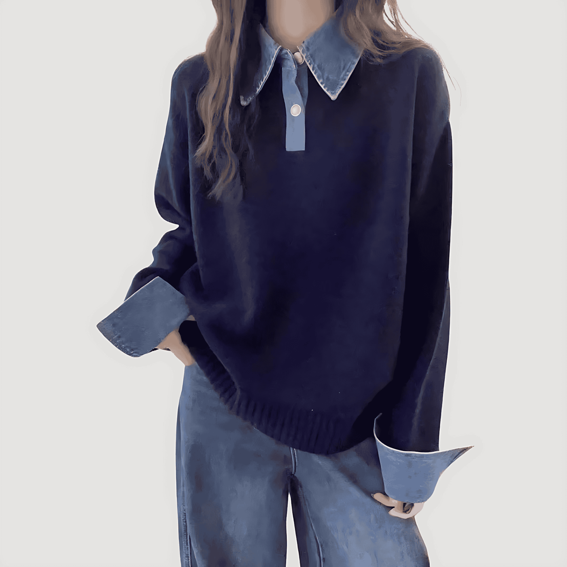 Studio Harvyn | Women - Wool Winter Jumper - Layered Collar