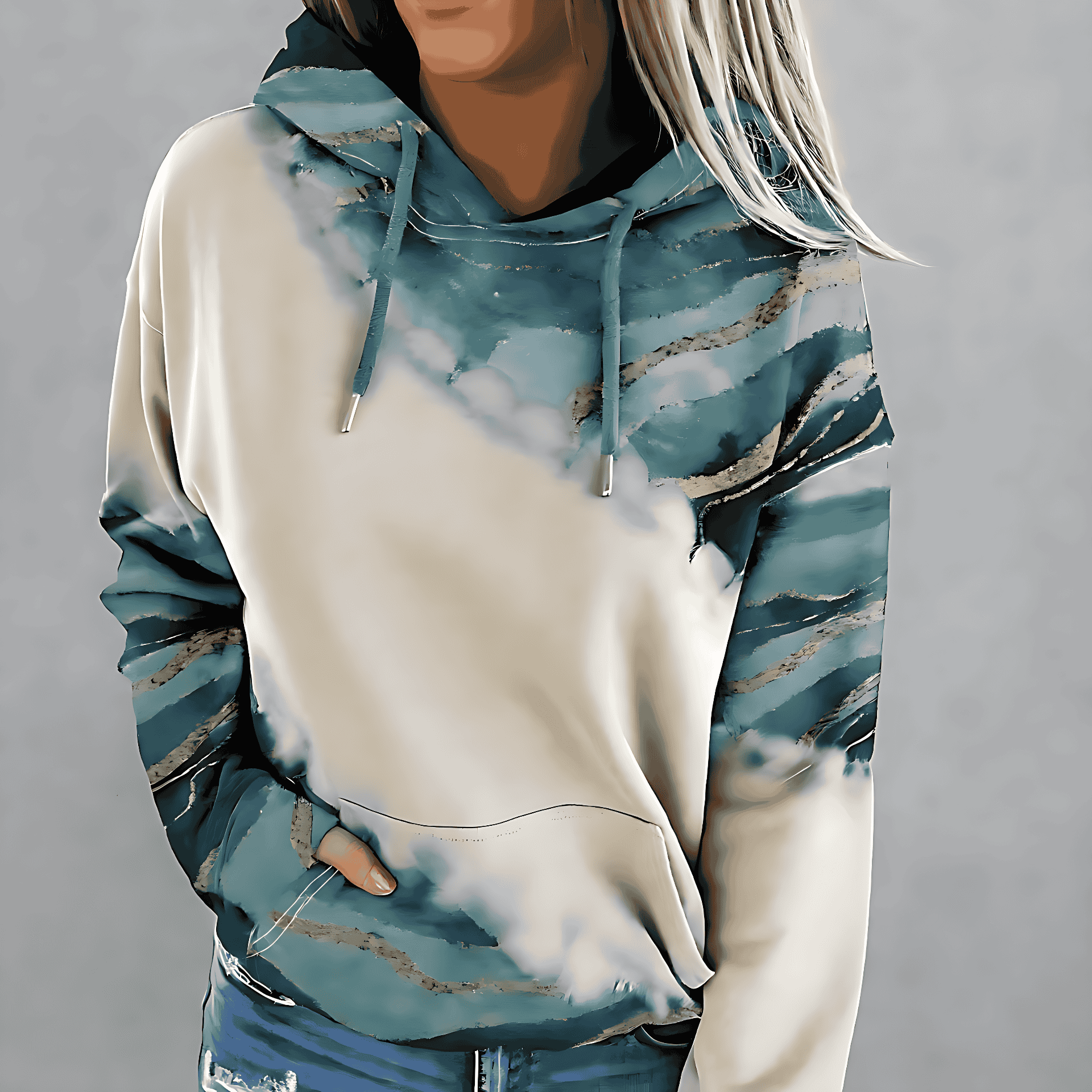 Studio Harvyn | Women – Abstract Print Hoodie - Cotton Blend
