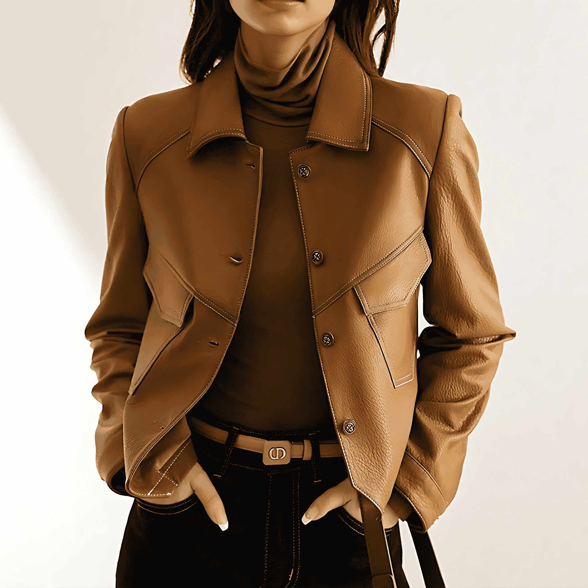 Studio Harvyn | Women – Brown Long Sleeve Jacket - Stylish Design