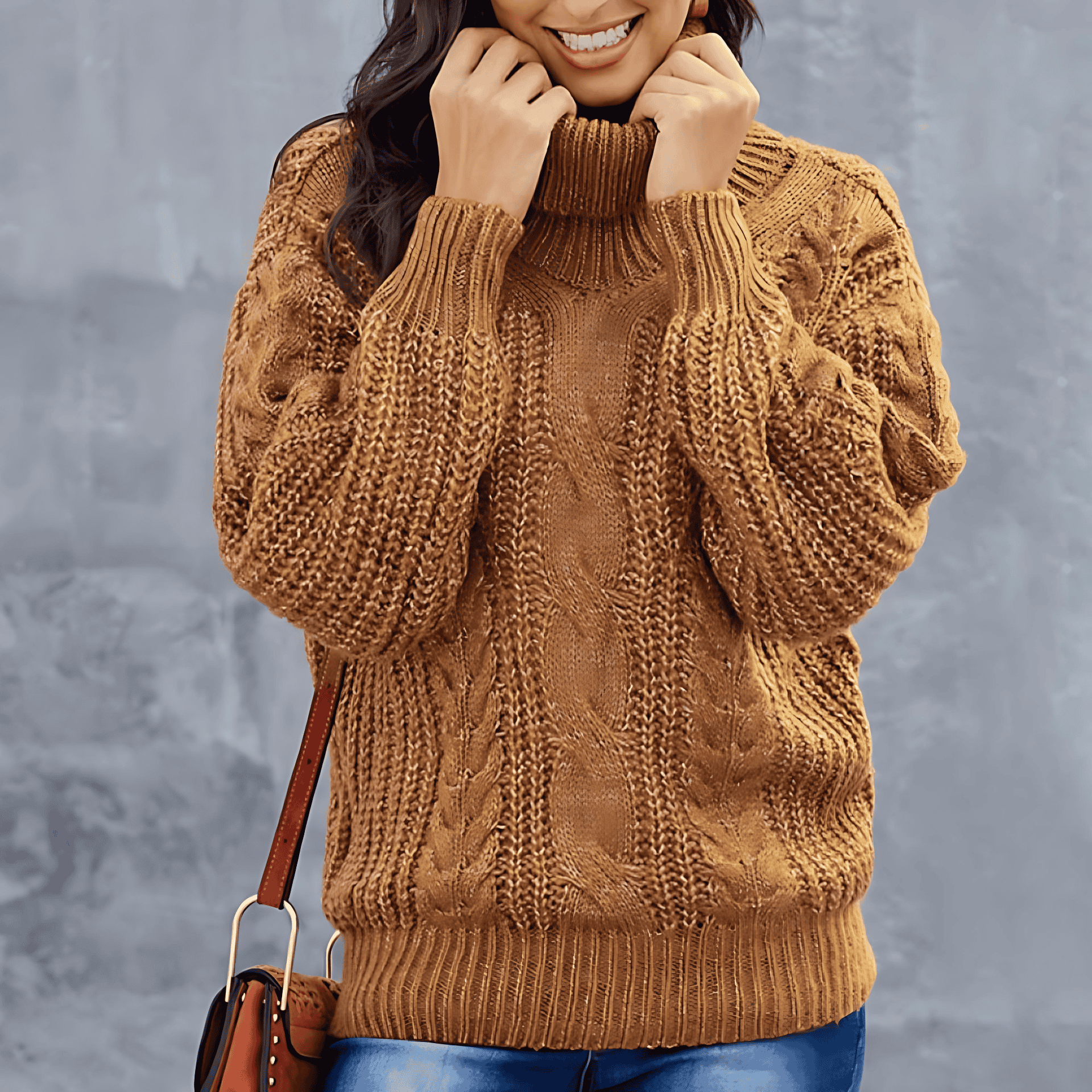 Studio Harvyn | Women – Cable Knit Turtleneck Sweater - Oversized Fit