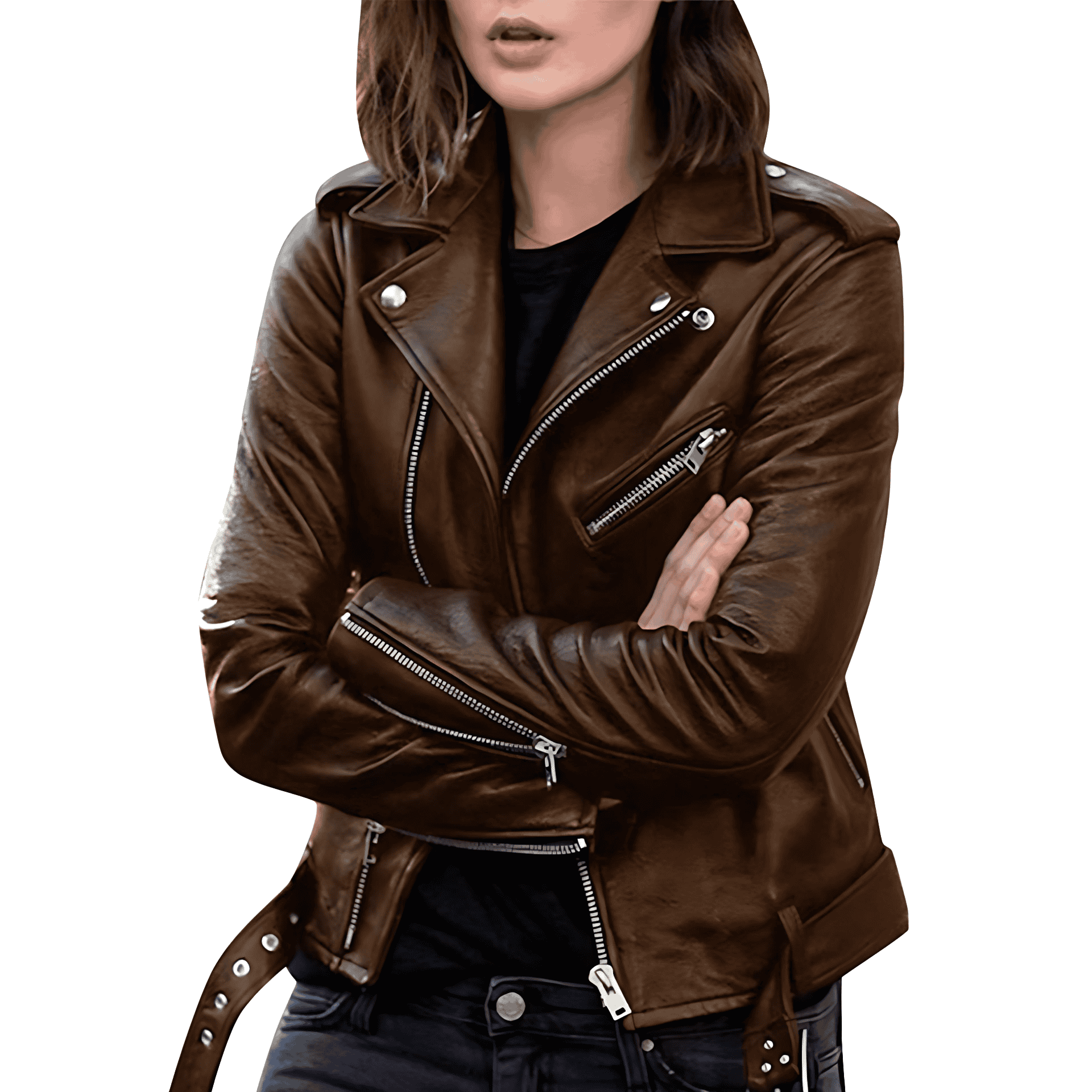 Studio Harvyn | Women – Casual Biker Jacket - Zip Closure Style