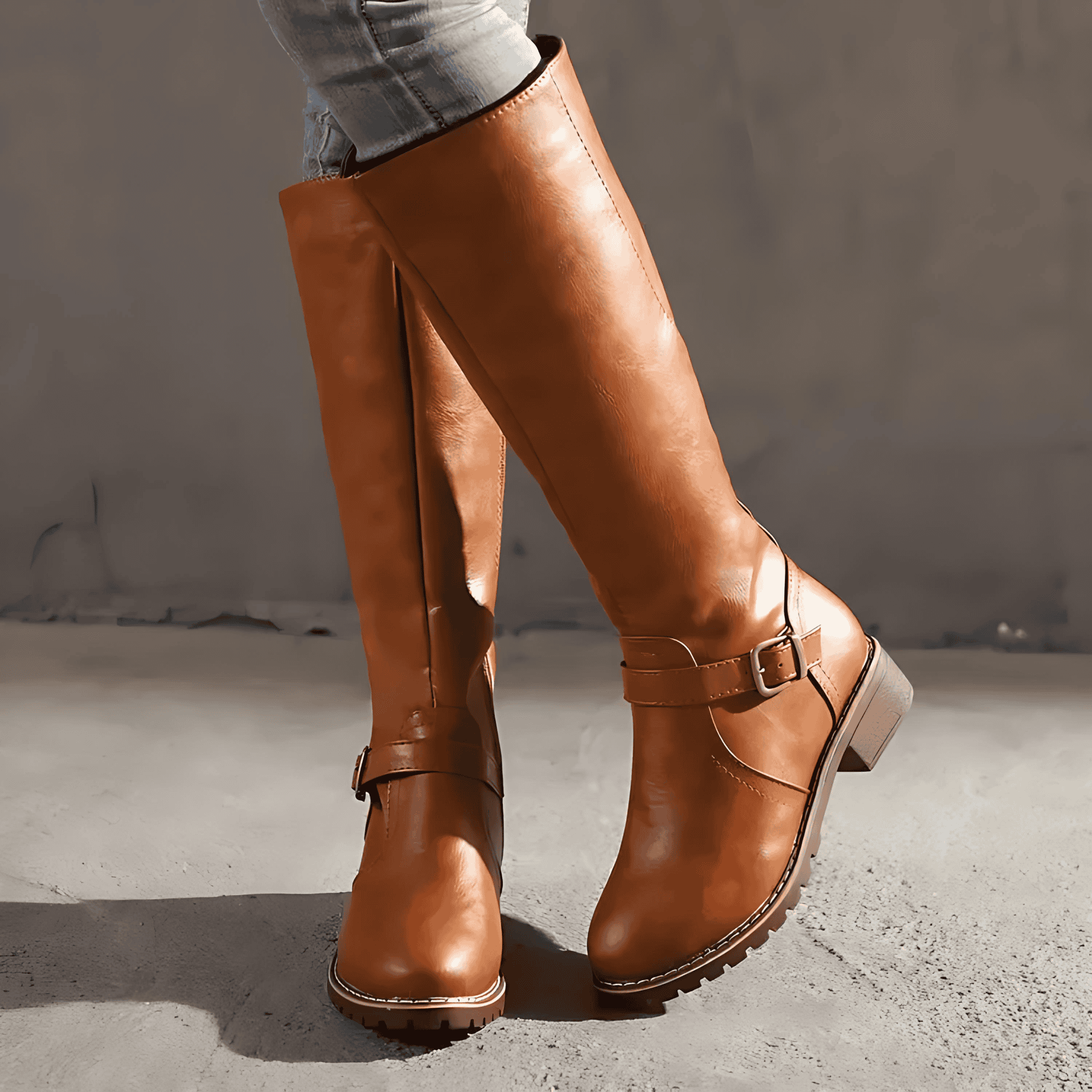 Studio Harvyn | Women – Classic Knee-High Boots with Buckle Detail