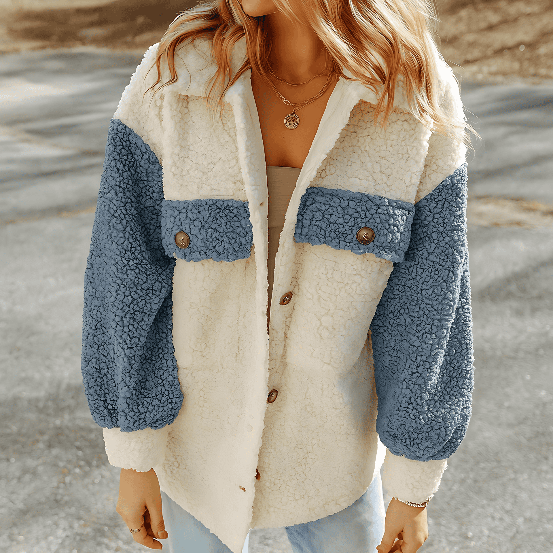 Studio Harvyn | Women – Colourblock Winter Jacket - Wool Blend