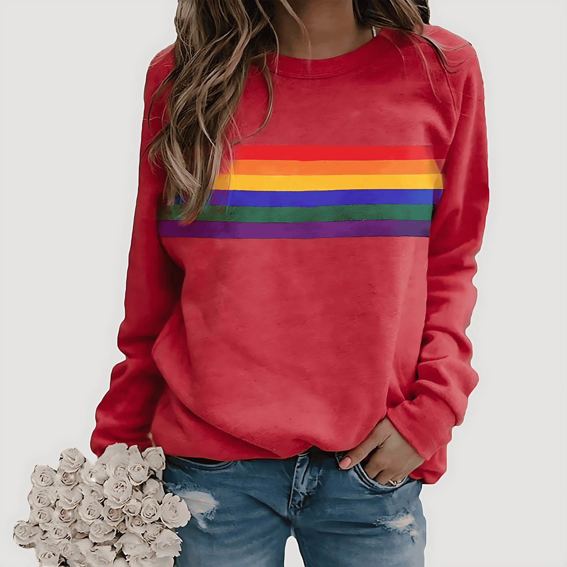 Studio Harvyn | Women – Crewneck Pullover - Rainbow Stripe Design