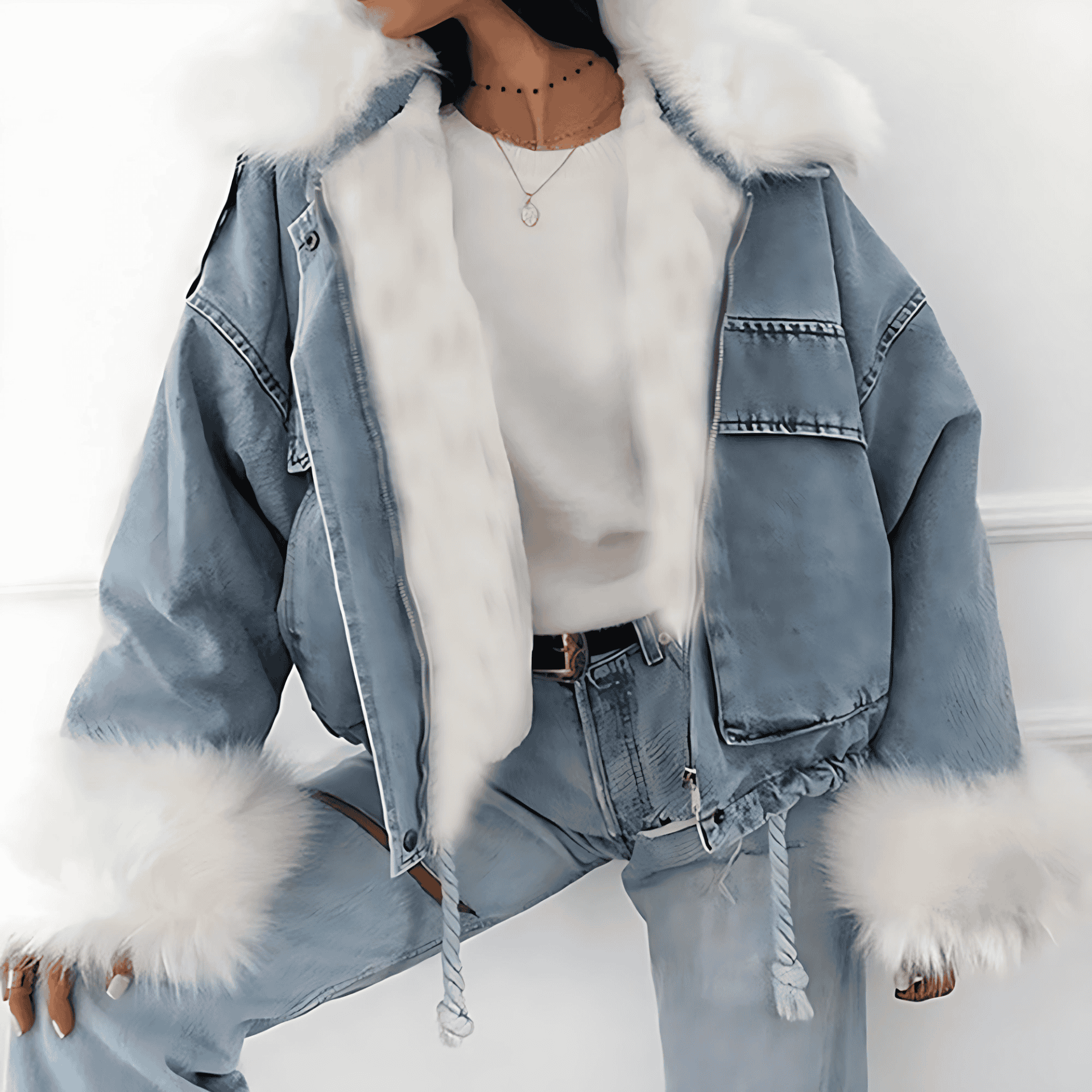 Studio Harvyn | Women – Denim Jacket – Faux Fur Trim