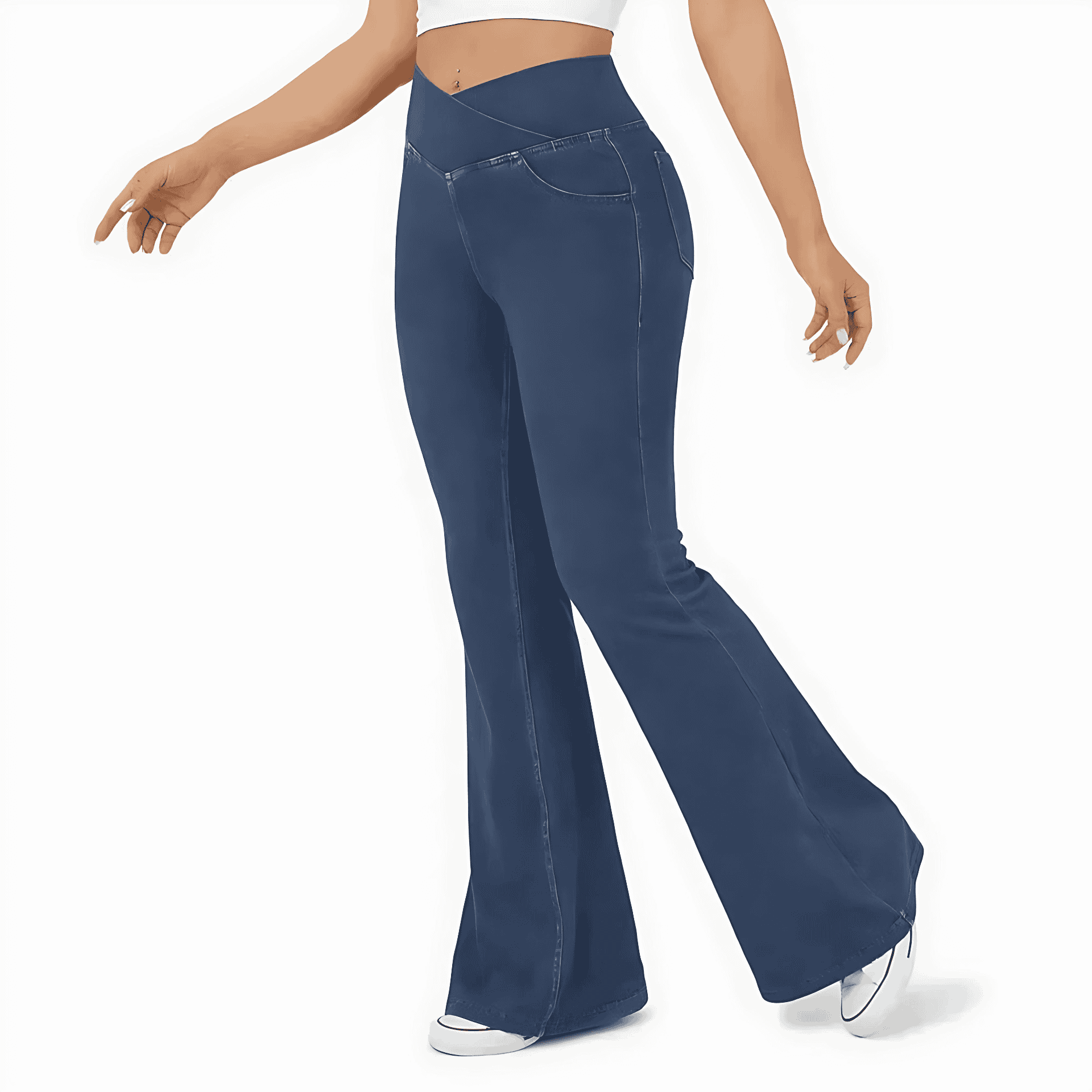 Studio Harvyn | Women – High-Waisted Flared Jeans - Crisscross Style