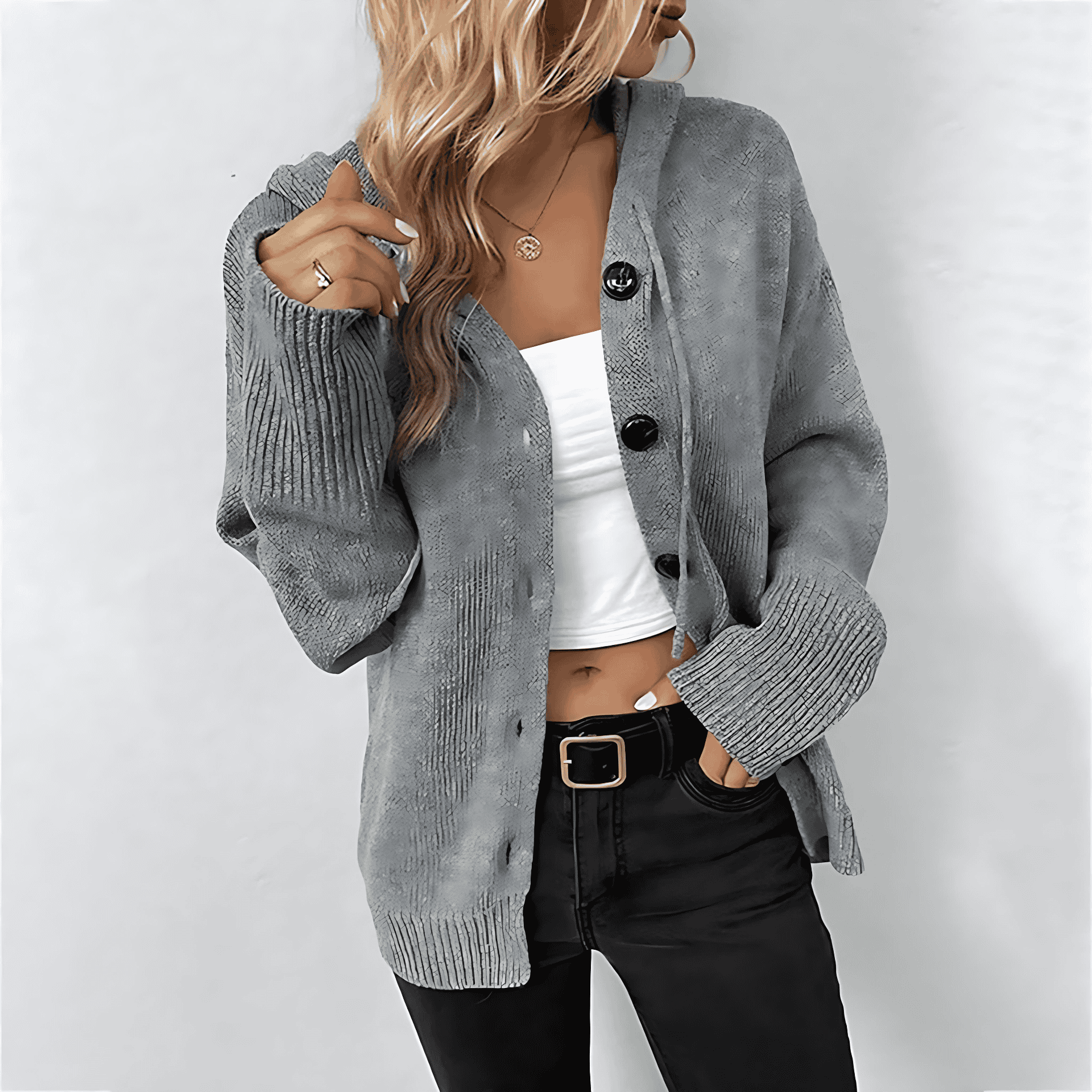 Studio Harvyn | Women – Hooded Knit Cardigan - Cosy & Stylish