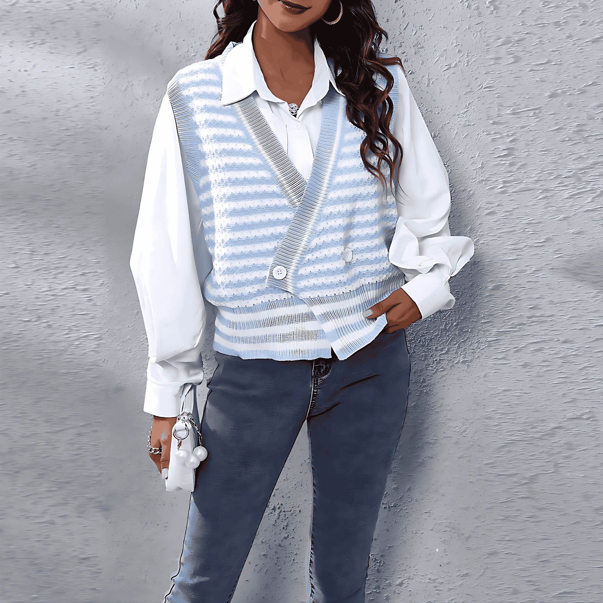 Studio Harvyn | Women – Knitted Waistcoat - Zigzag Design