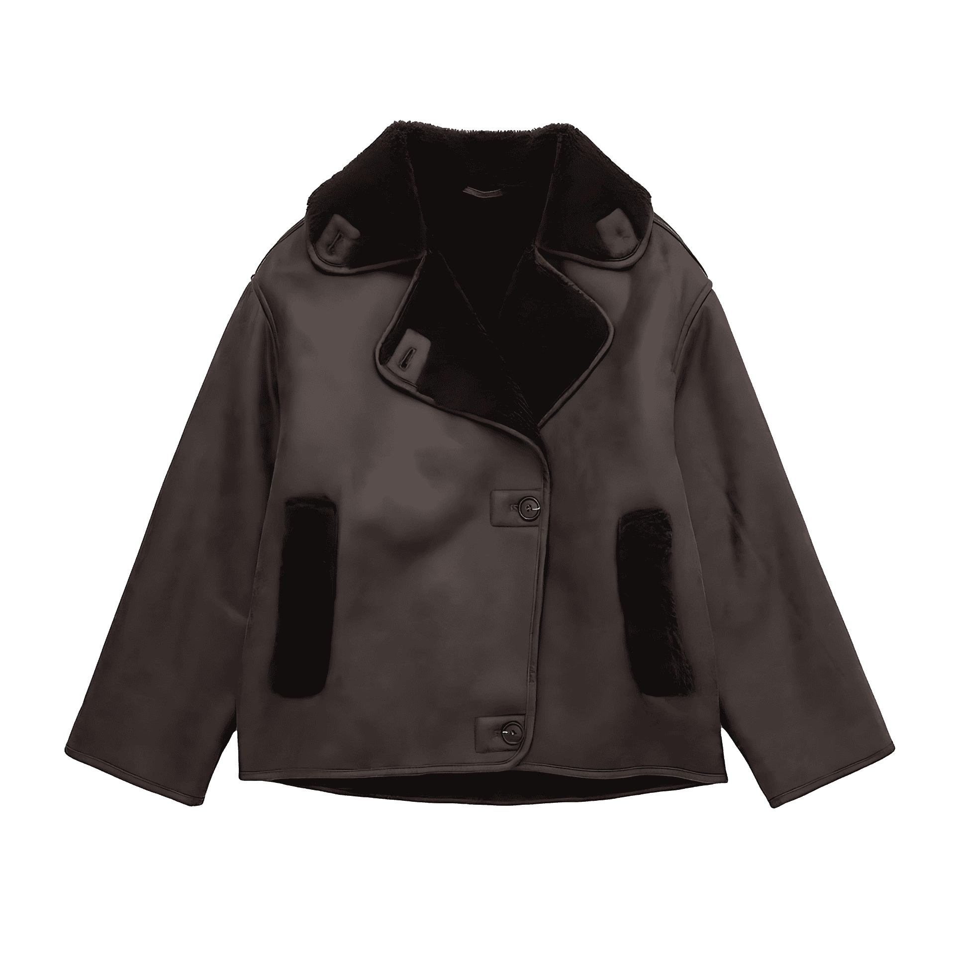 Studio Harvyn | Women – Leather Winter Jacket - Plush Lining & Wide Collar