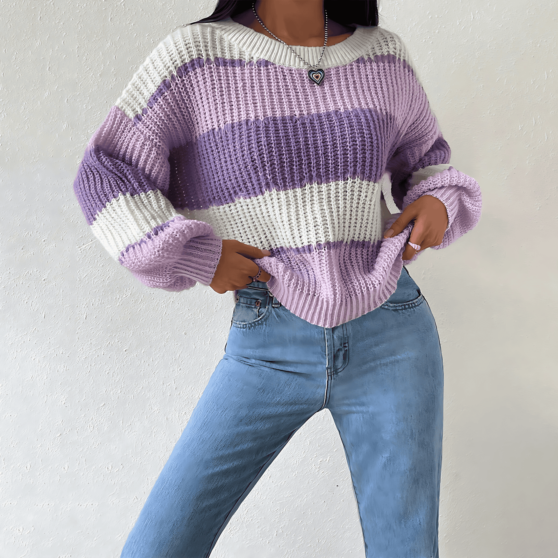 Studio Harvyn | Women – Long Sleeves Knit Striped Jumper - Crew Neck
