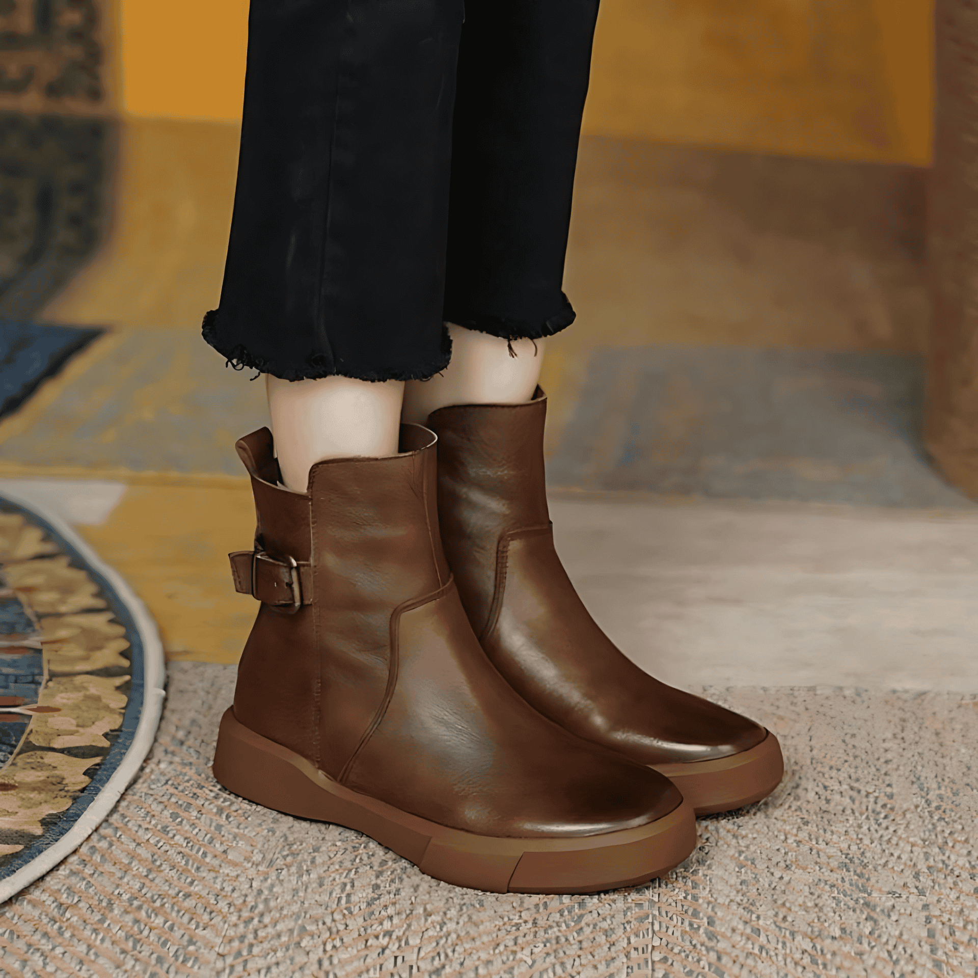 Studio Harvyn | Women – Mid-Ankle Boots - Side Buckle Design
