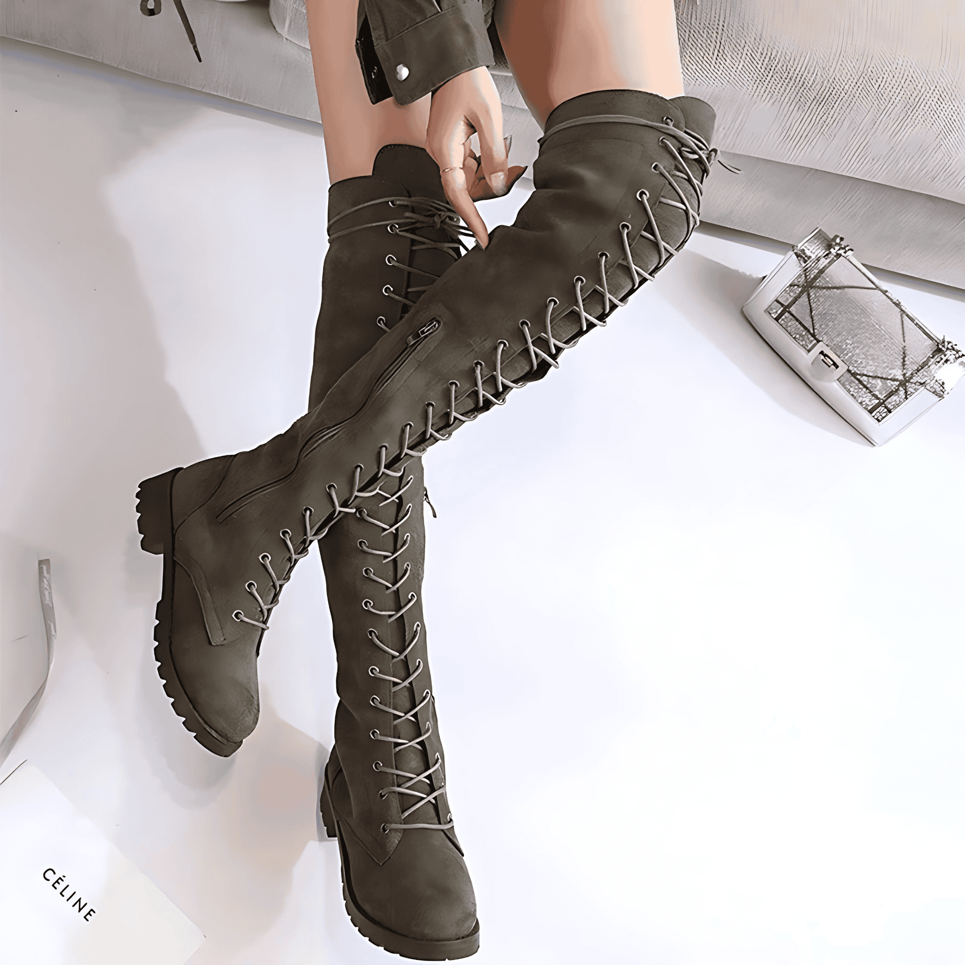 Studio Harvyn | Women – Over-the-Knee Boots - Suede Lace-Up Style