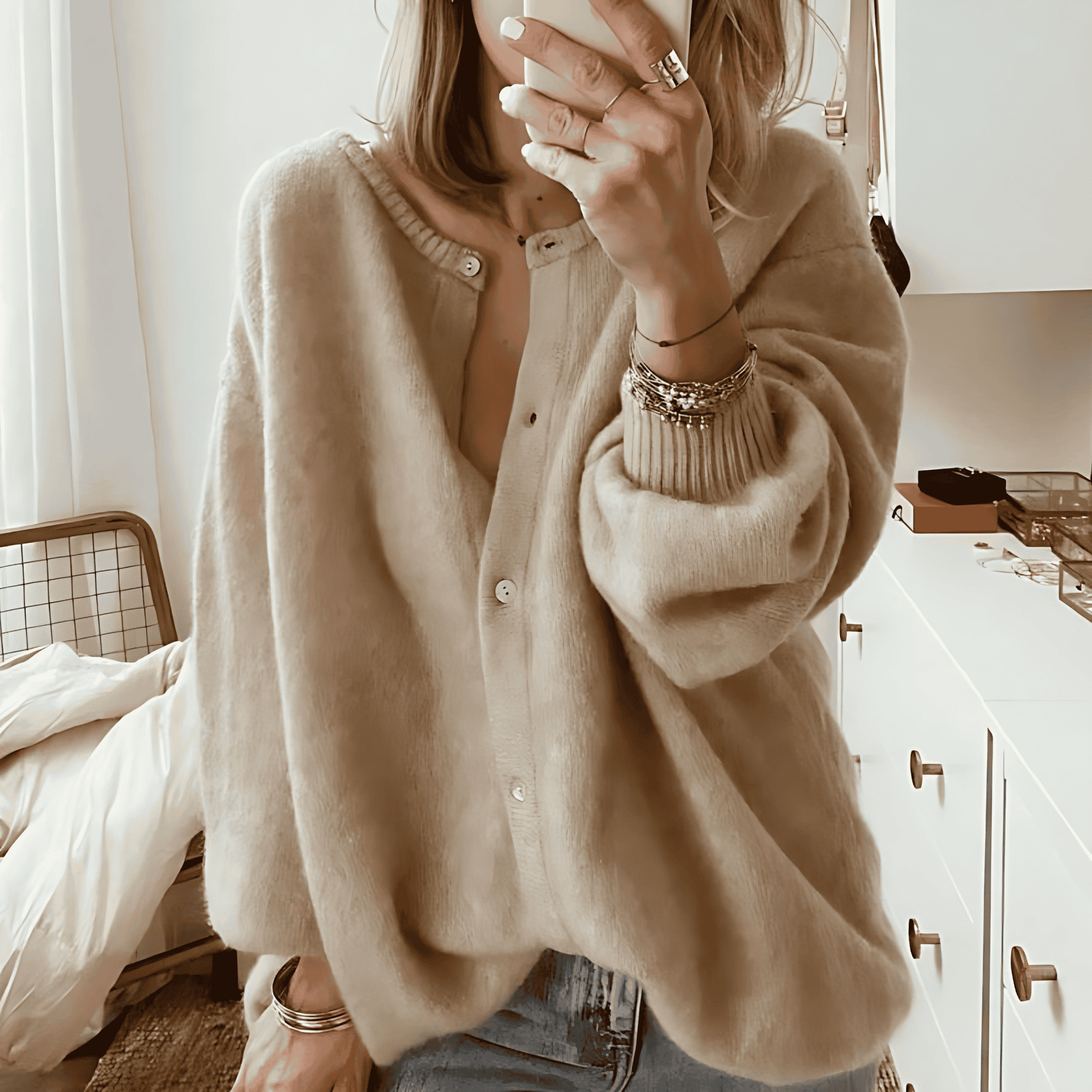 Studio Harvyn | Women – Oversized Knit Cardigan - Drop Shoulder Style