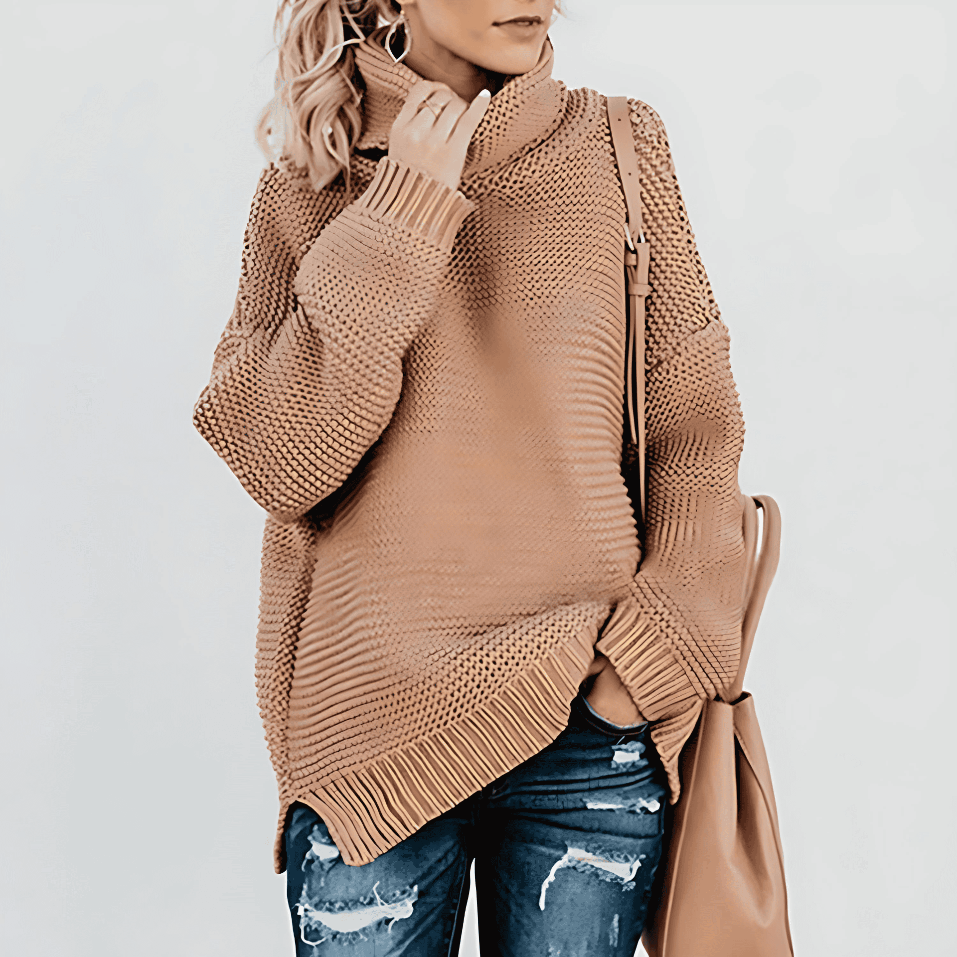 Studio Harvyn | Women – Oversized Knitted Sweater - High Neck & Ribbed