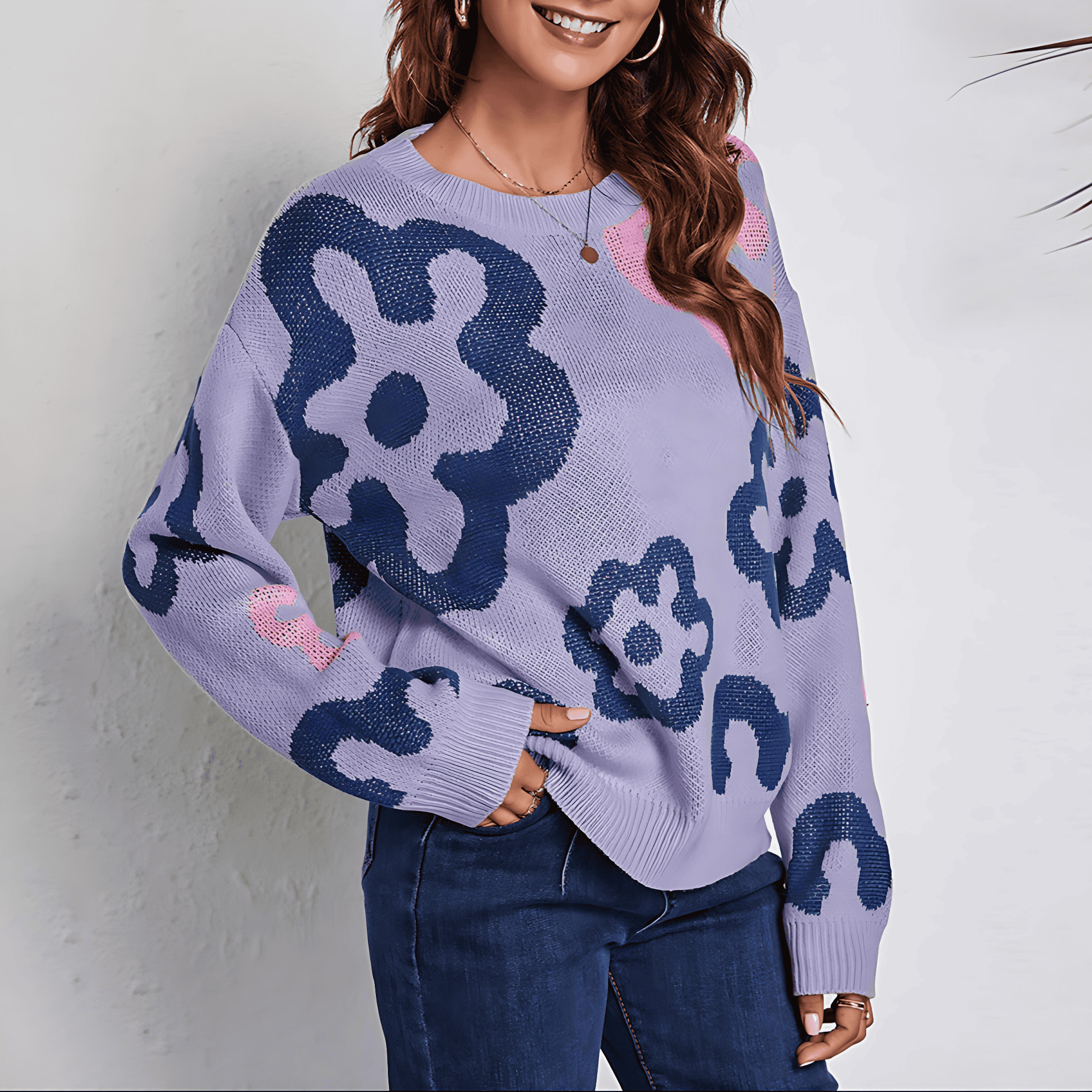 Studio Harvyn | Women – Purple Sweatshirt - Floral Pattern