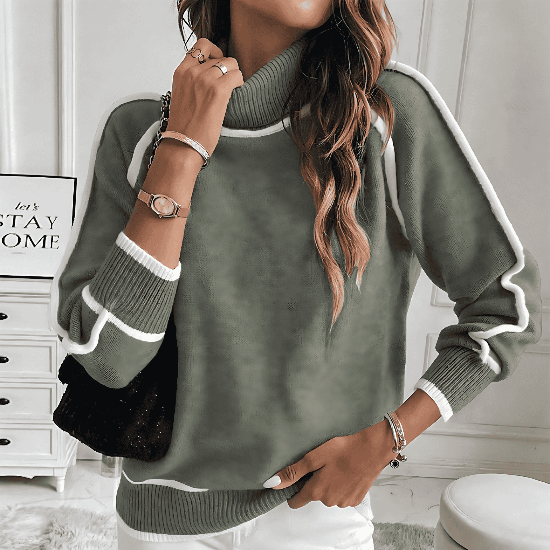 Studio Harvyn | Women – Relaxed Fit Turtleneck Knitted Sweater - Wool Blend