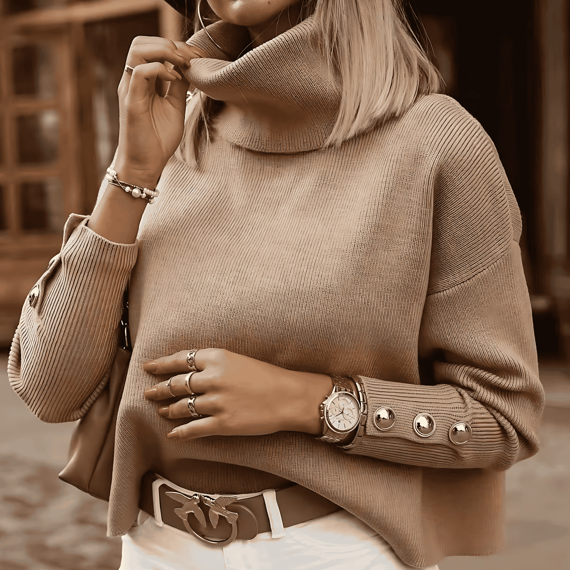Studio Harvyn | Women – Relaxed Fit Turtleneck Sweater - Fine Knit Wool