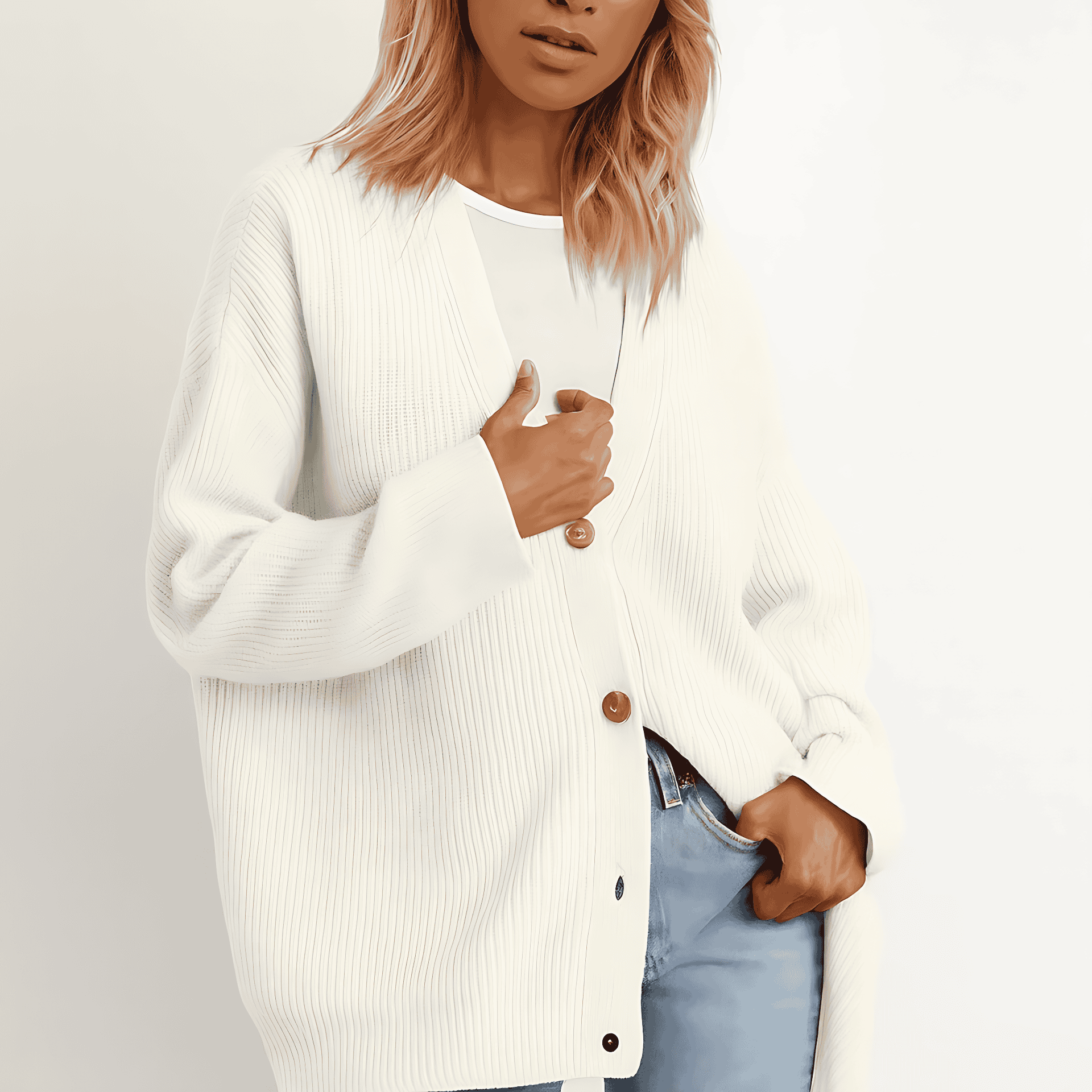 Studio Harvyn | Women – Striped Button-Up Knit Cardigan - Relaxed Fit