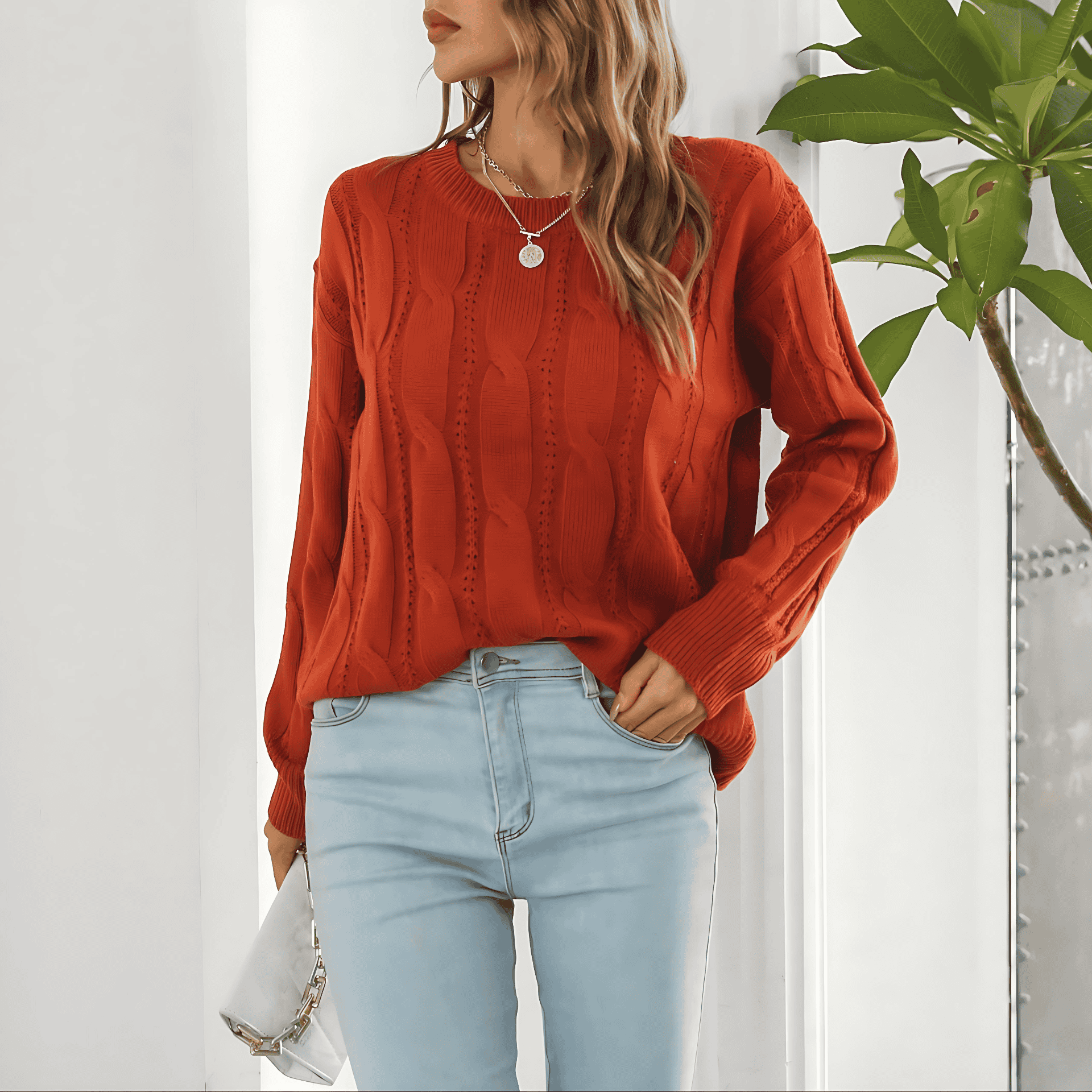 Studio Harvyn | Women – Structured Knitted Jumper - Cable Design