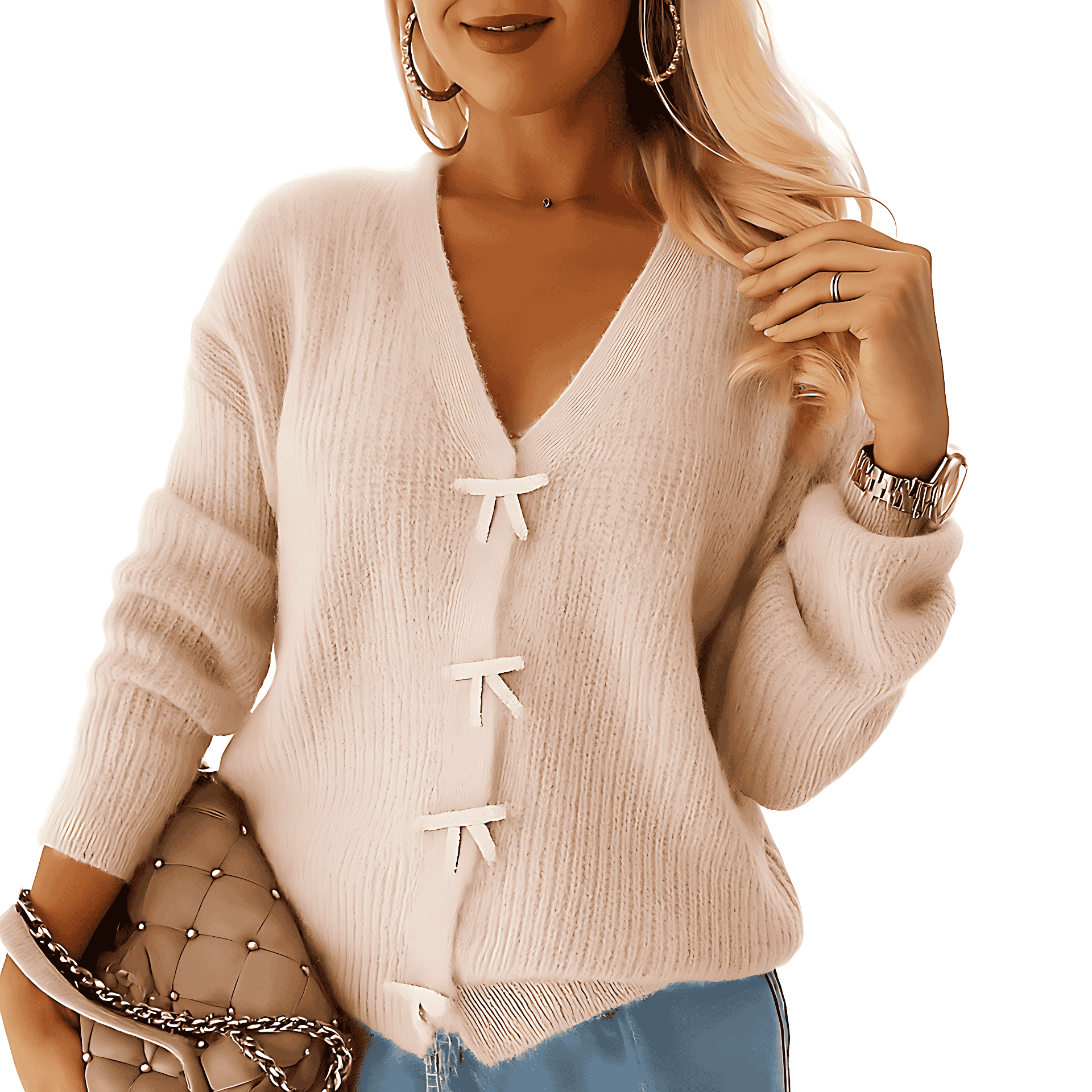 Studio Harvyn | Women – V-Neck Knit Top - Relaxed Fit