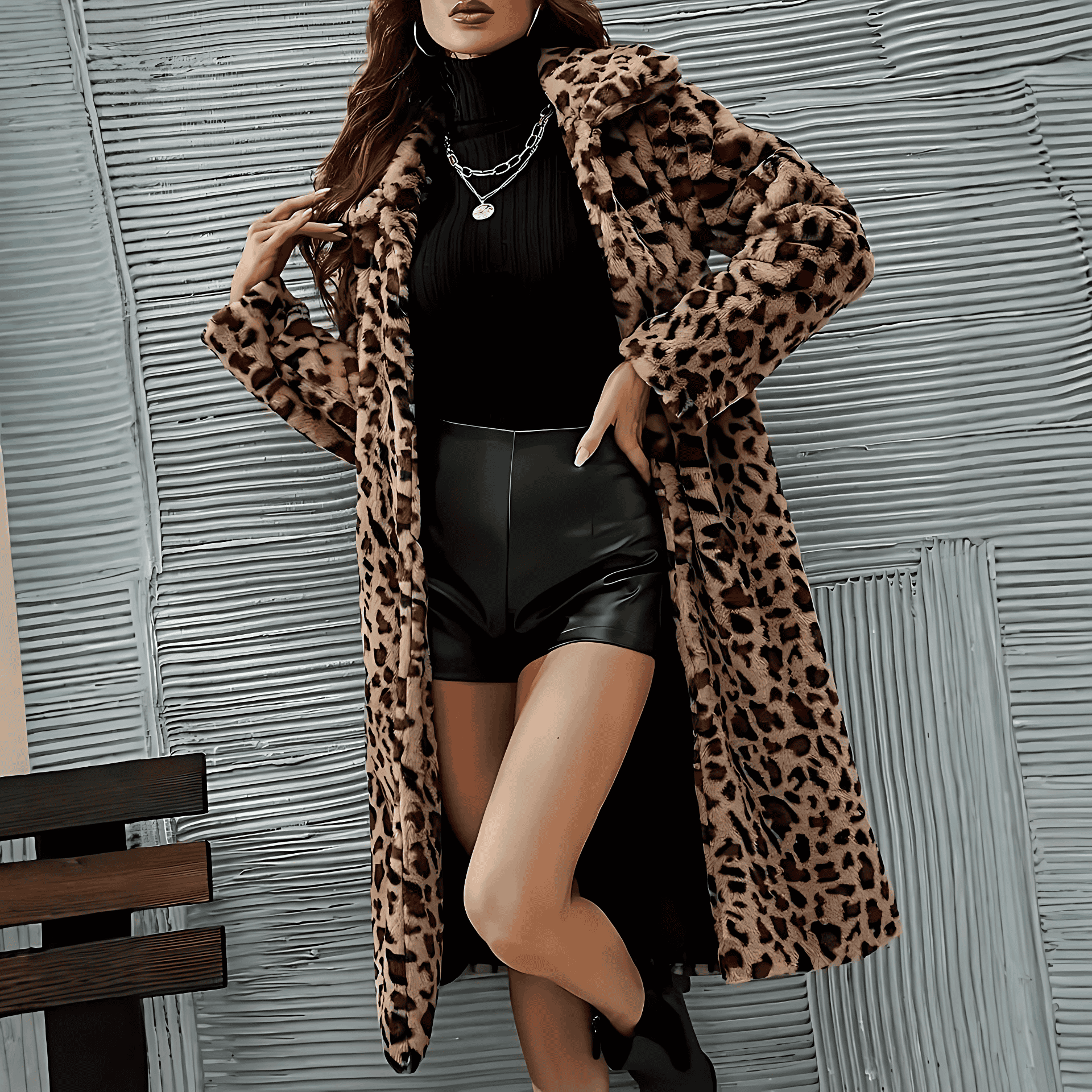 Studio Harvyn | Women - Leopard Faux Fur Coat - Stylish & Cosy