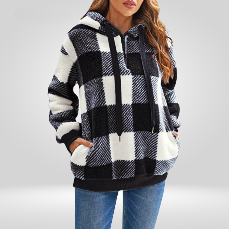 Studio Harvyn | Women – Half Zip Checked Hoodie - Cosy Knit