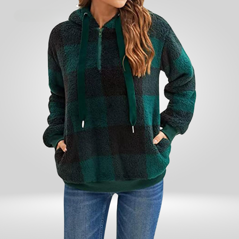Studio Harvyn | Women – Half Zip Checked Hoodie - Cosy Knit