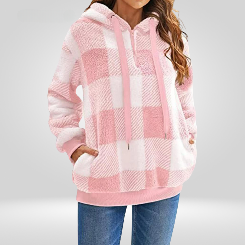 Studio Harvyn | Women – Half Zip Checked Hoodie - Cosy Knit