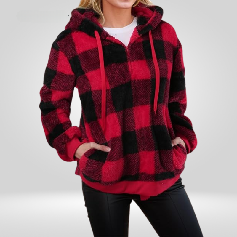 Studio Harvyn | Women – Half Zip Checked Hoodie - Cosy Knit
