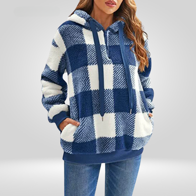 Studio Harvyn | Women – Half Zip Checked Hoodie - Cosy Knit
