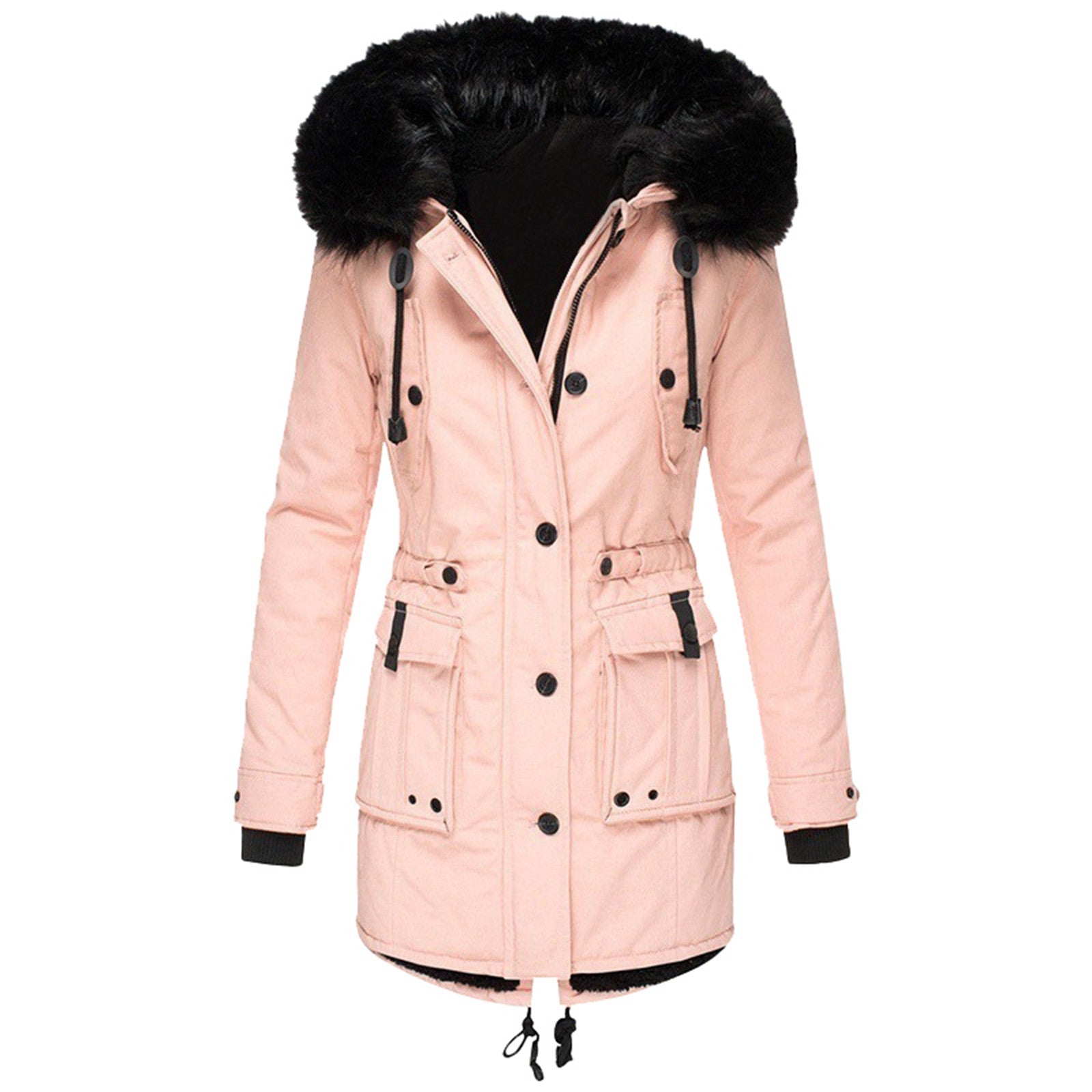 Studio Harvyn | Women – Tailored Mid-Length Coat - Faux Fur Hood
