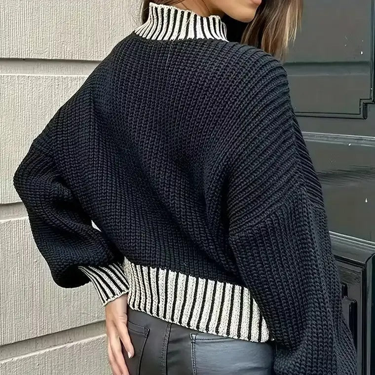 Studio Harvyn | Women - Ribbed Mock Neck Sweater - Cosy Knit Style