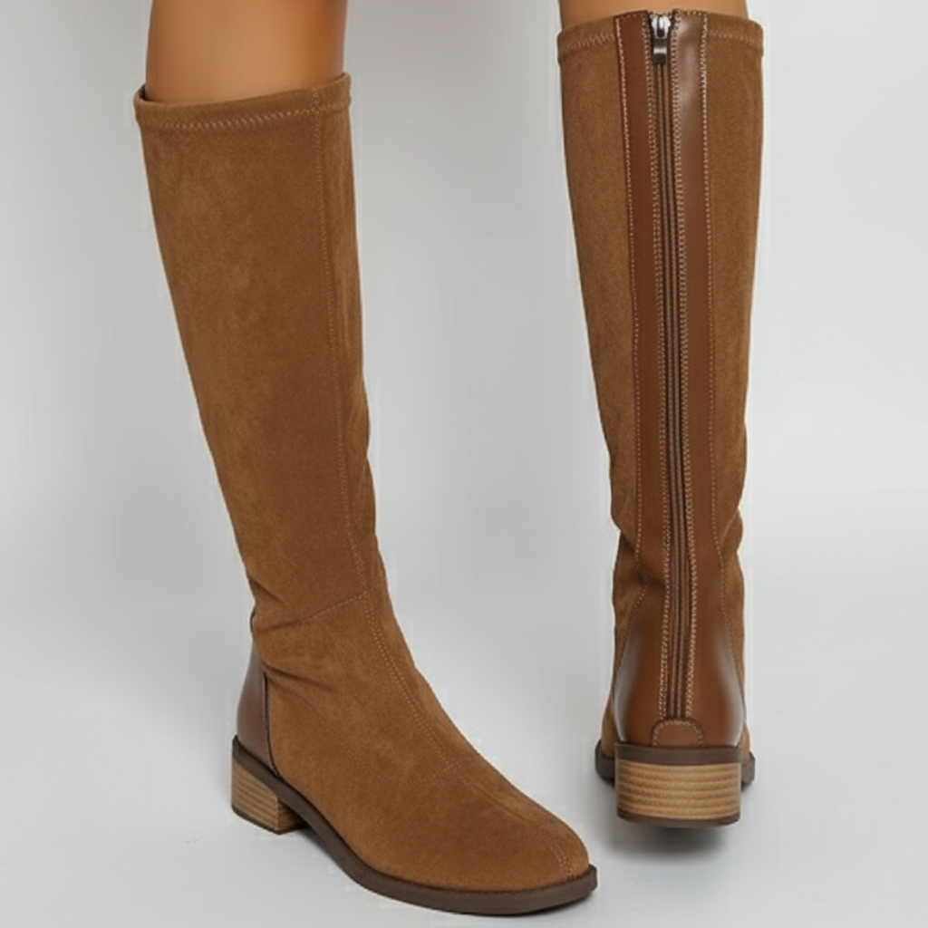 Studio Harvyn | Women - Classic Suede Knee-High Boots - Block Heel