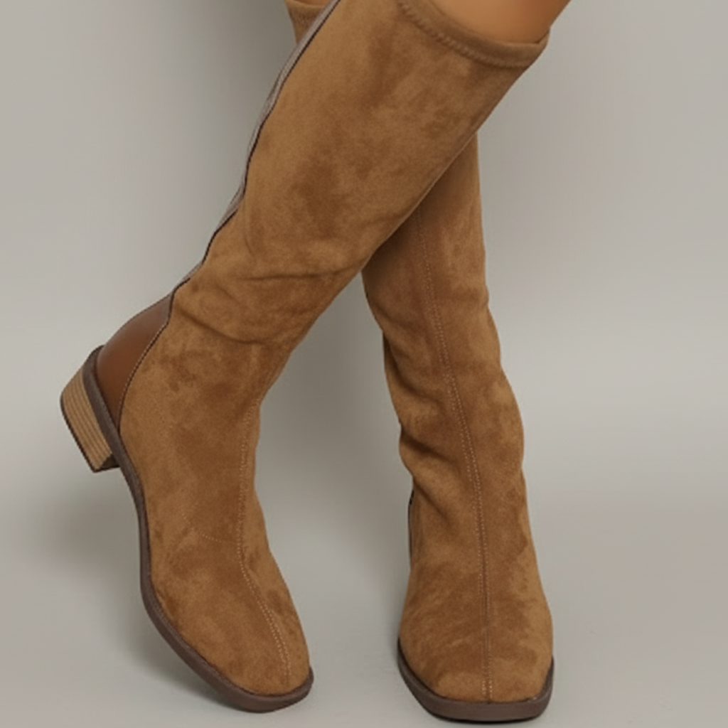 Studio Harvyn | Women - Classic Suede Knee-High Boots - Block Heel