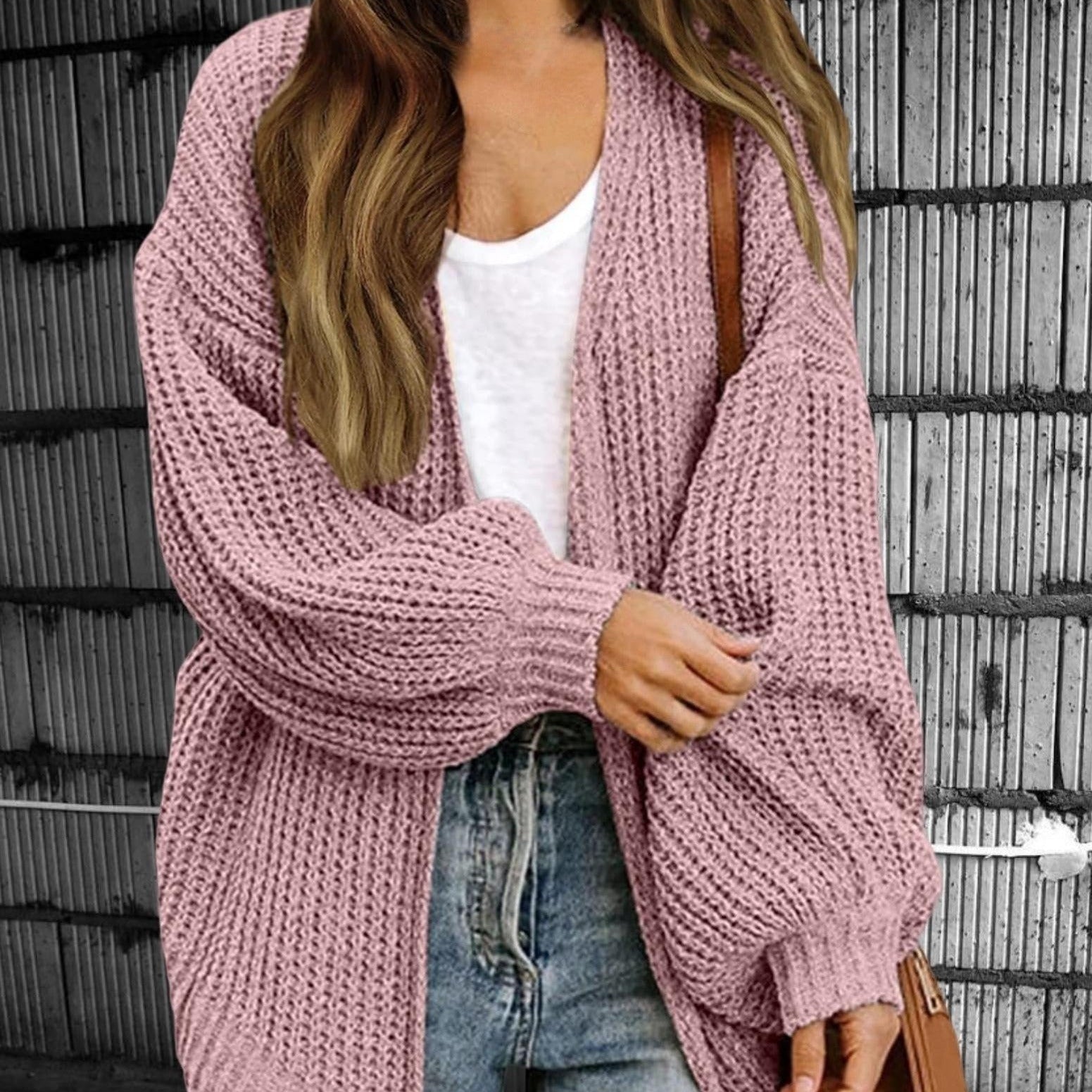 Studio Harvyn | Women - Chunky Knit Open Front Cardigan - Oversized Style