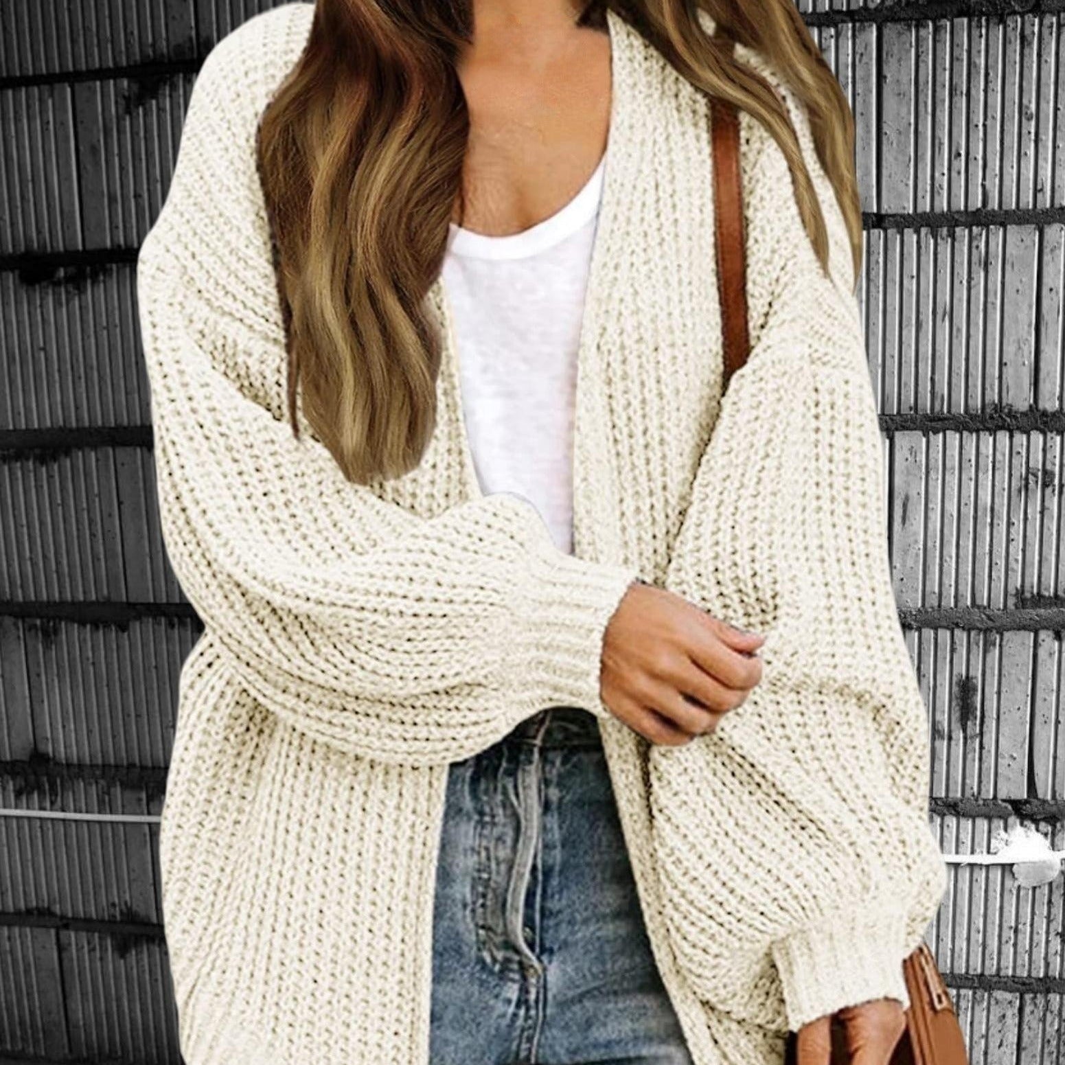 Studio Harvyn | Women - Chunky Knit Open Front Cardigan - Oversized Style