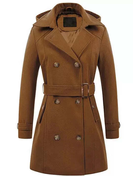 Studio Harvyn | Women - Tailored Fit Hooded Coat - Belted Waist
