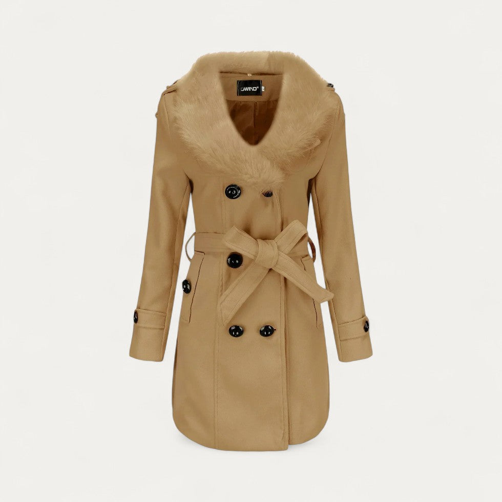 Studio Harvyn | Women - Double-Breasted Trench Coat with Faux Fur
