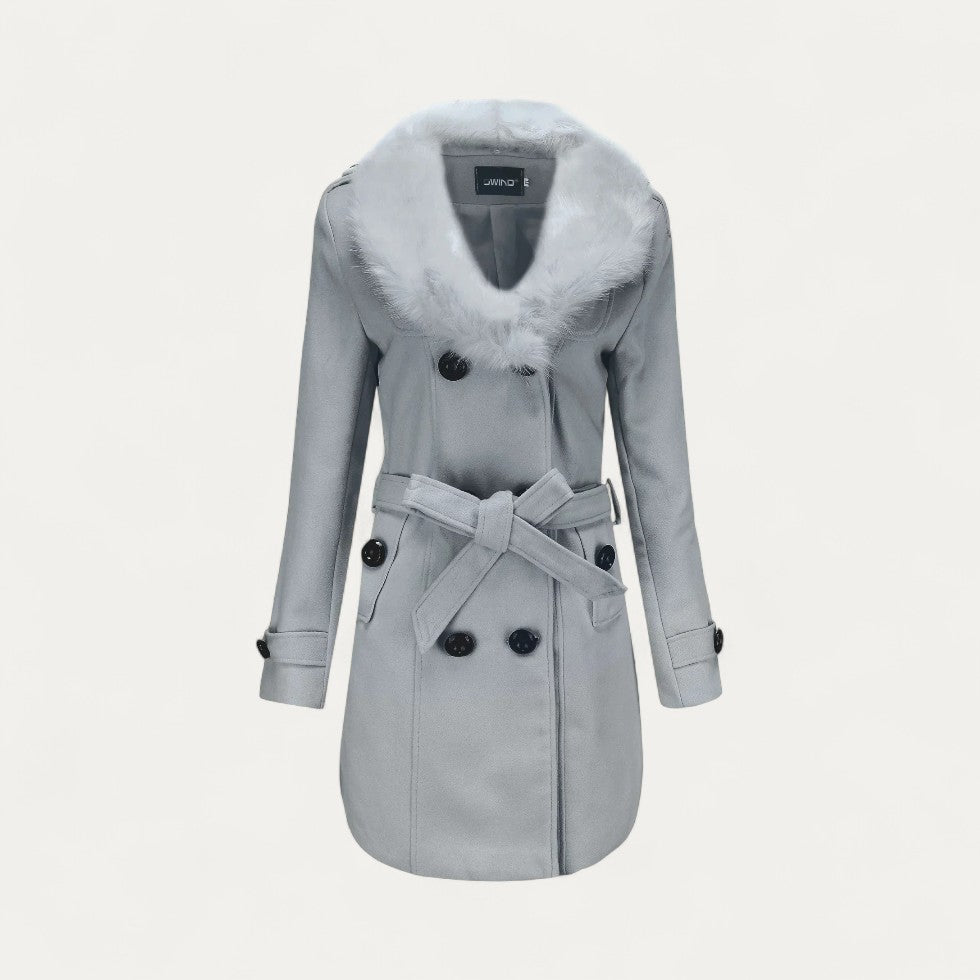 Studio Harvyn | Women - Double-Breasted Trench Coat with Faux Fur