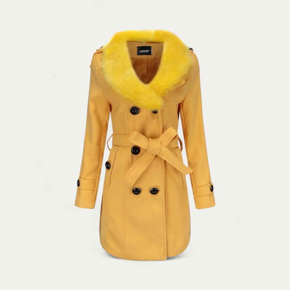 Studio Harvyn | Women - Double-Breasted Trench Coat with Faux Fur